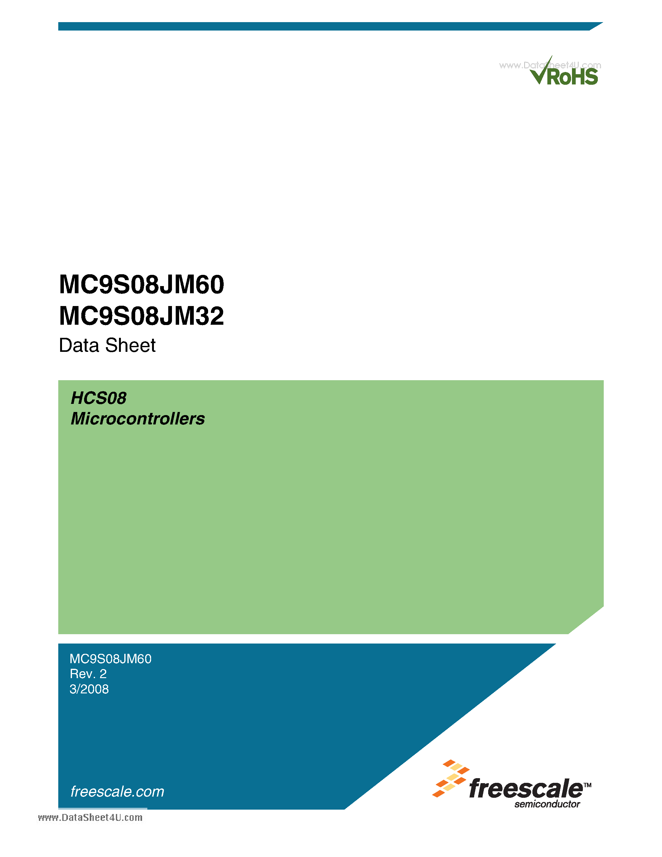Datasheet MC9S08JM32 page 1 Datasheet MC9S08JM32 - (MC9S08JM32 / MC9S08JM60) Microcontrollers page 1