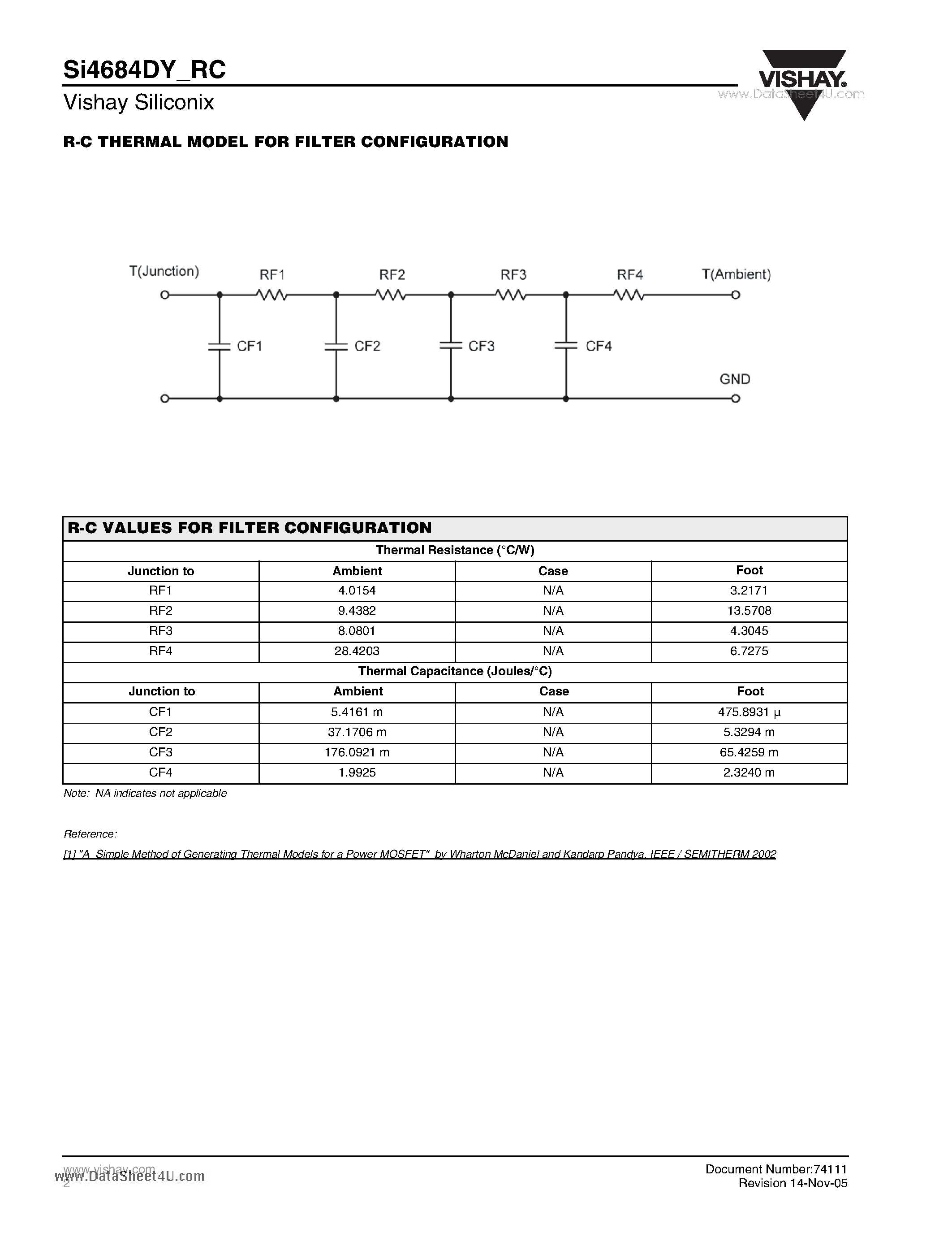 Даташит SI4684DY_RC - R-C Thermal Model Parameters страница 2