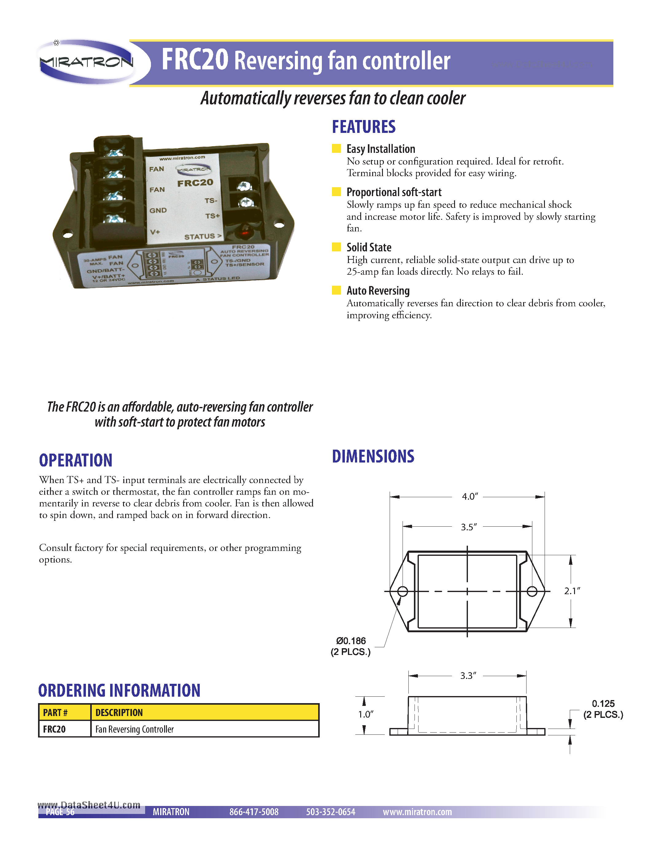 Datasheet FRC20 - Reversingfan controller page 1