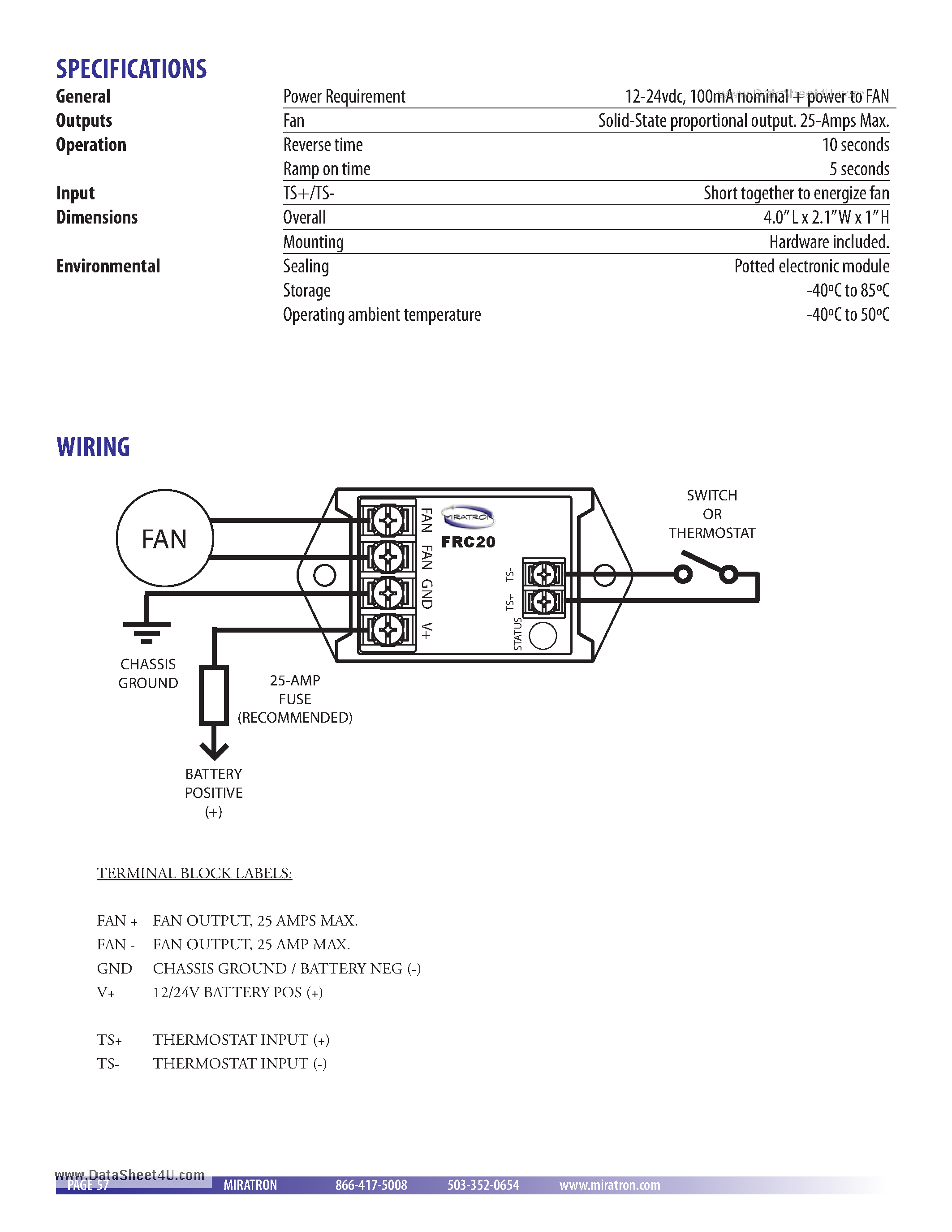 Datasheet FRC20 - Reversingfan controller page 2