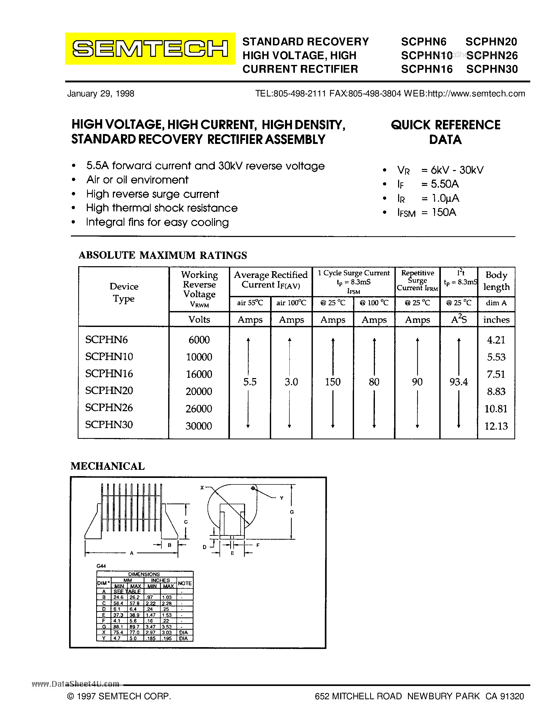 Datasheet SCPHN10 - HIGH CURRENT RECTIFIER page 1