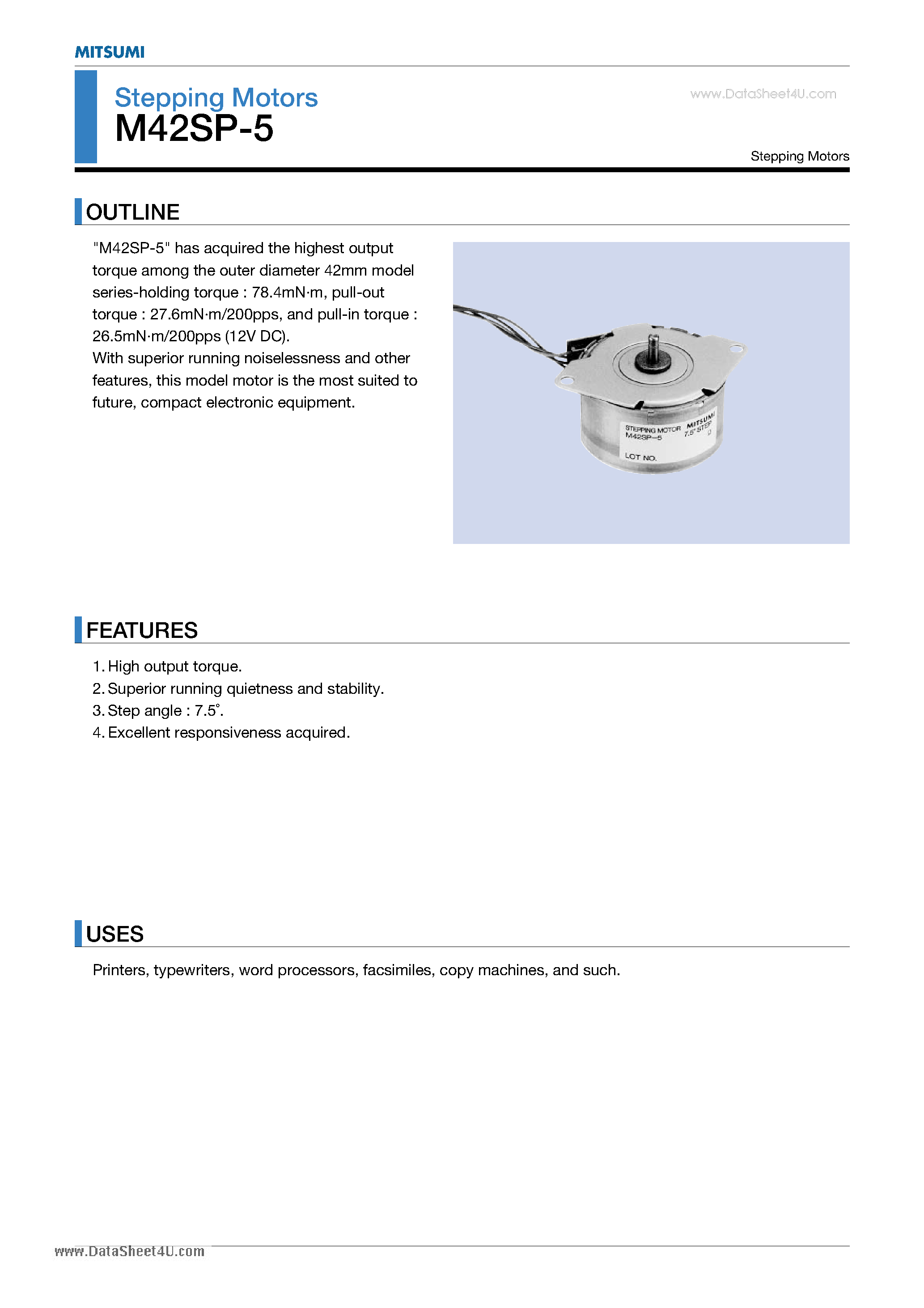 Даташит M42SP-5 - Stepping Motors страница 1