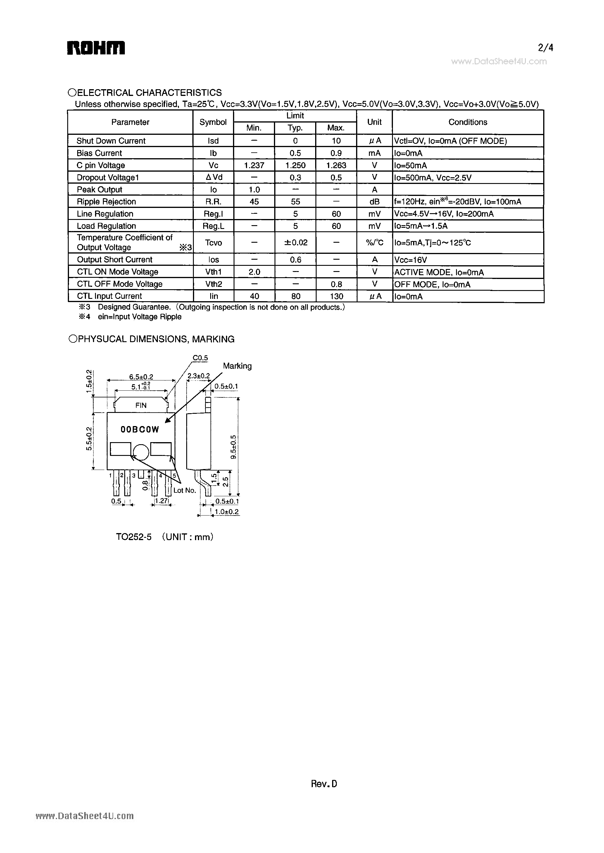 Даташит на микросхему BA00BC0WFP страница 2 Даташит BA00BC0WFP - 1.0A Low-Dropout Voltage Regulator страница 2