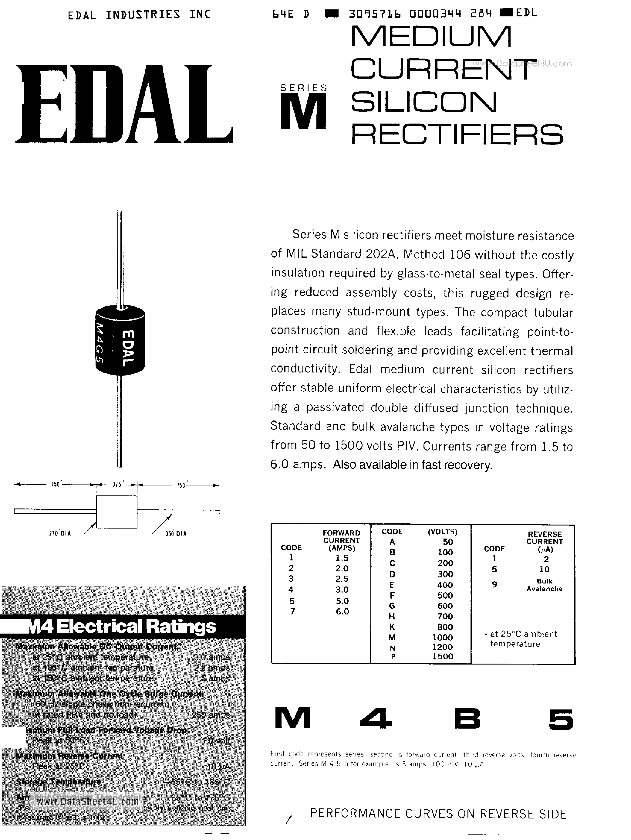 Datasheet M4C9 page 1 Datasheet M4C9 - MEDIUM CURRENT SILICON RECTIFIERS page 1