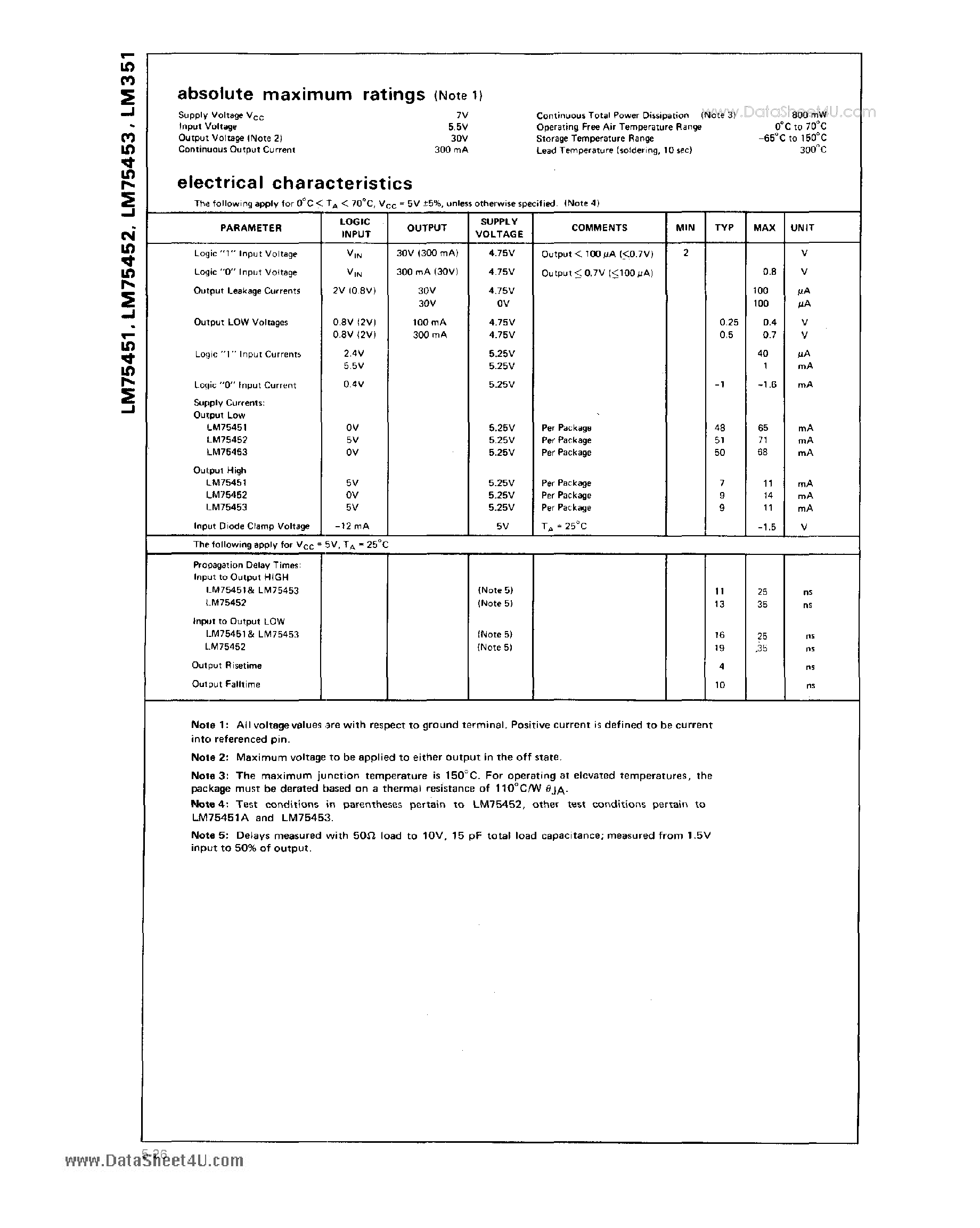 Datasheet LM351 page 2 Datasheet LM351 - Peripheral / Power Drivers page 2
