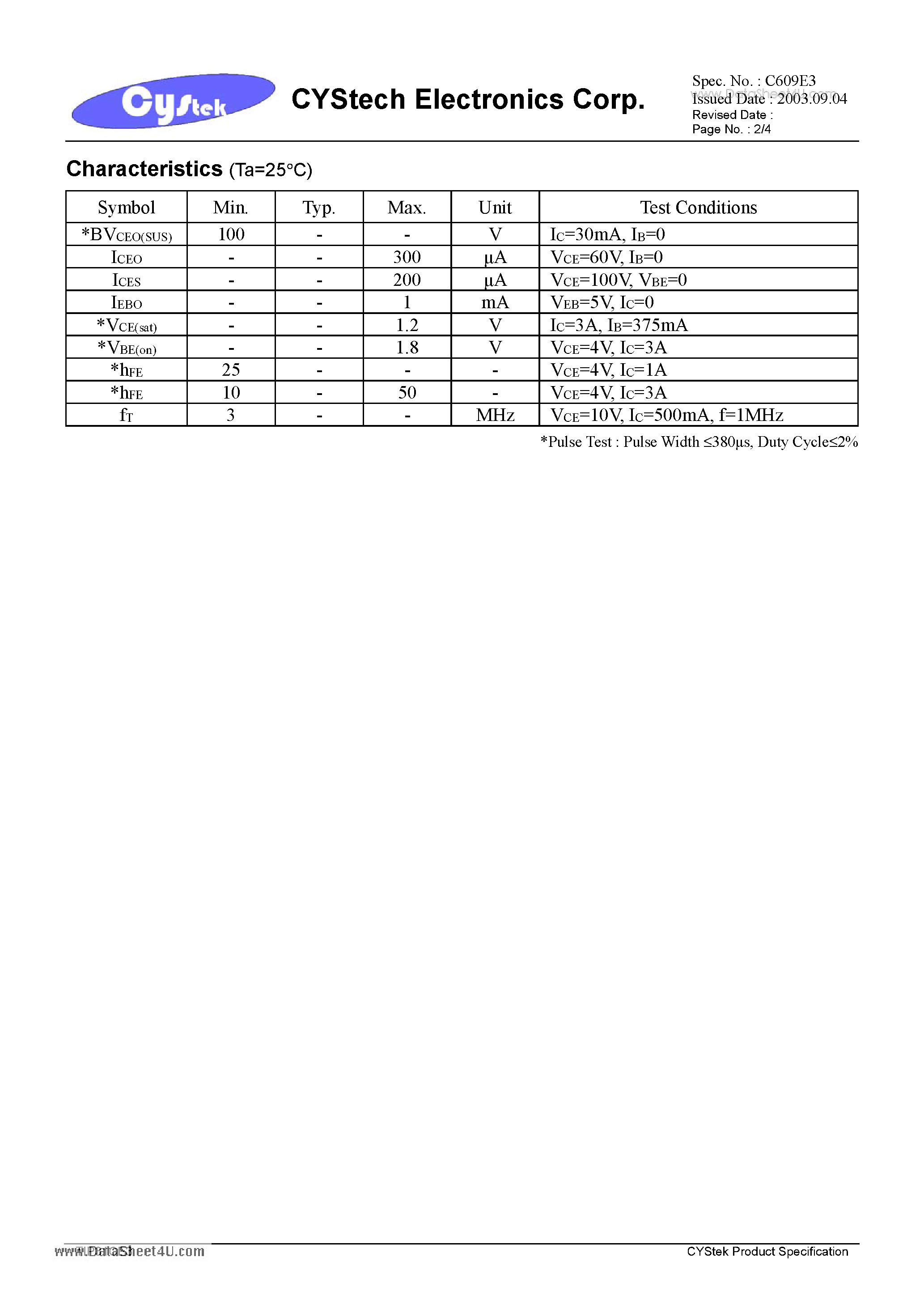 Даташит TIP31CE3 - 3A NPN Epitaxial Planar Power Transistor страница 2