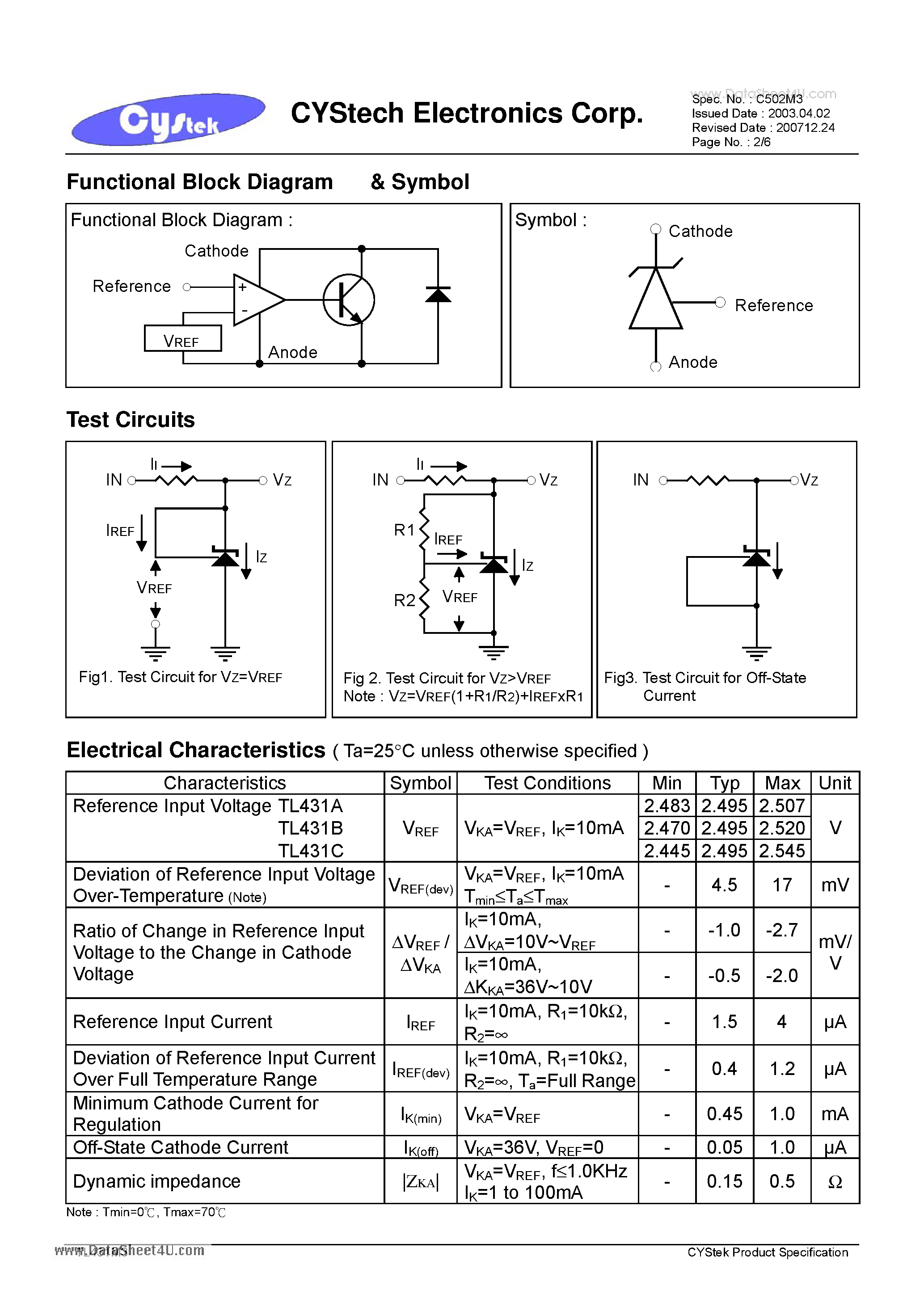 Даташит на микросхему TL431M3 страница 2 Даташит TL431M3 - Adjustable Precision Shunt Regulators страница 2