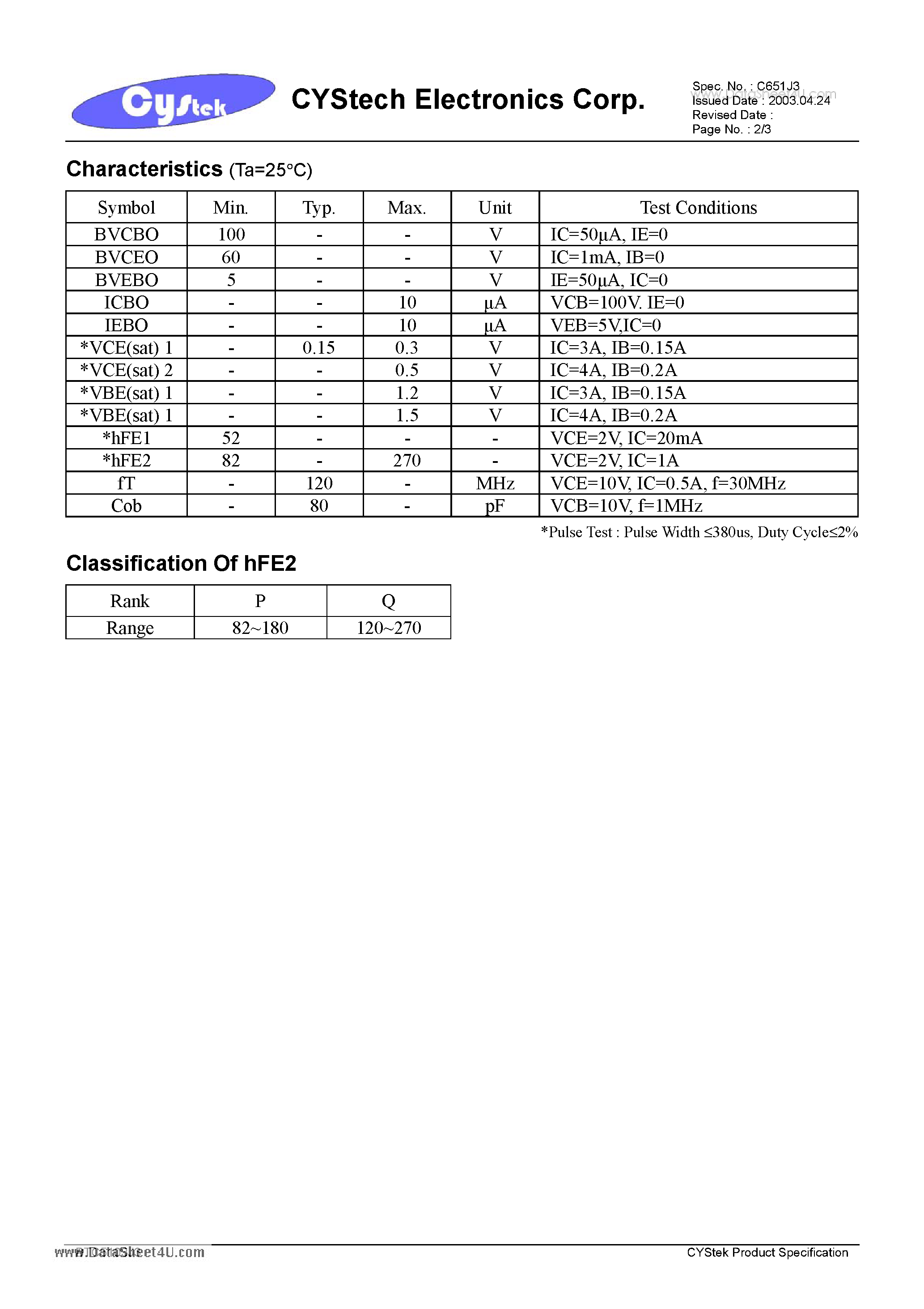 Даташит BTC5103J3 - High Speed Switching Transistor страница 2