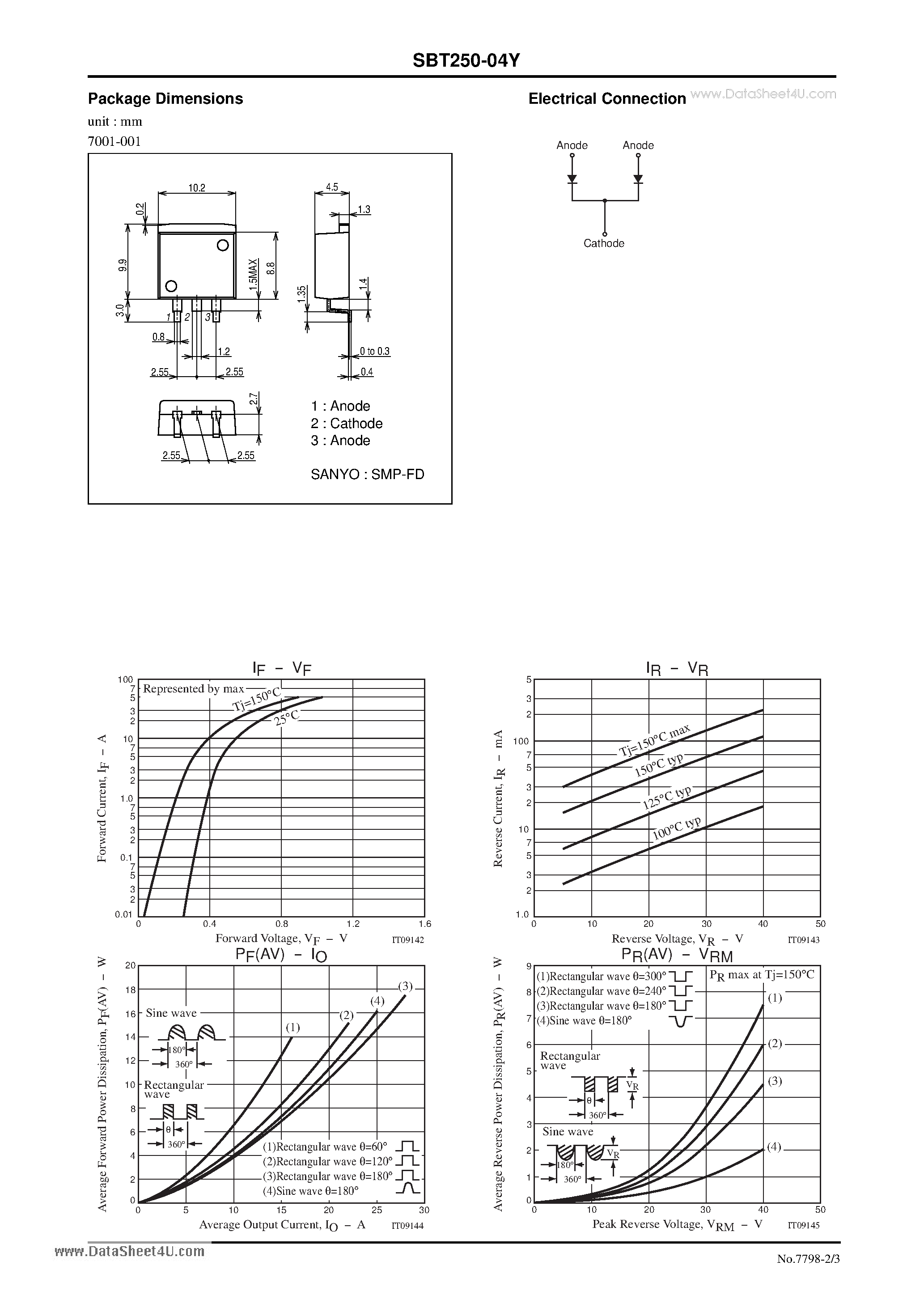 Datasheet SBT250-04Y - Schottky Barrier Diode 40V 25A Rectifier page 2