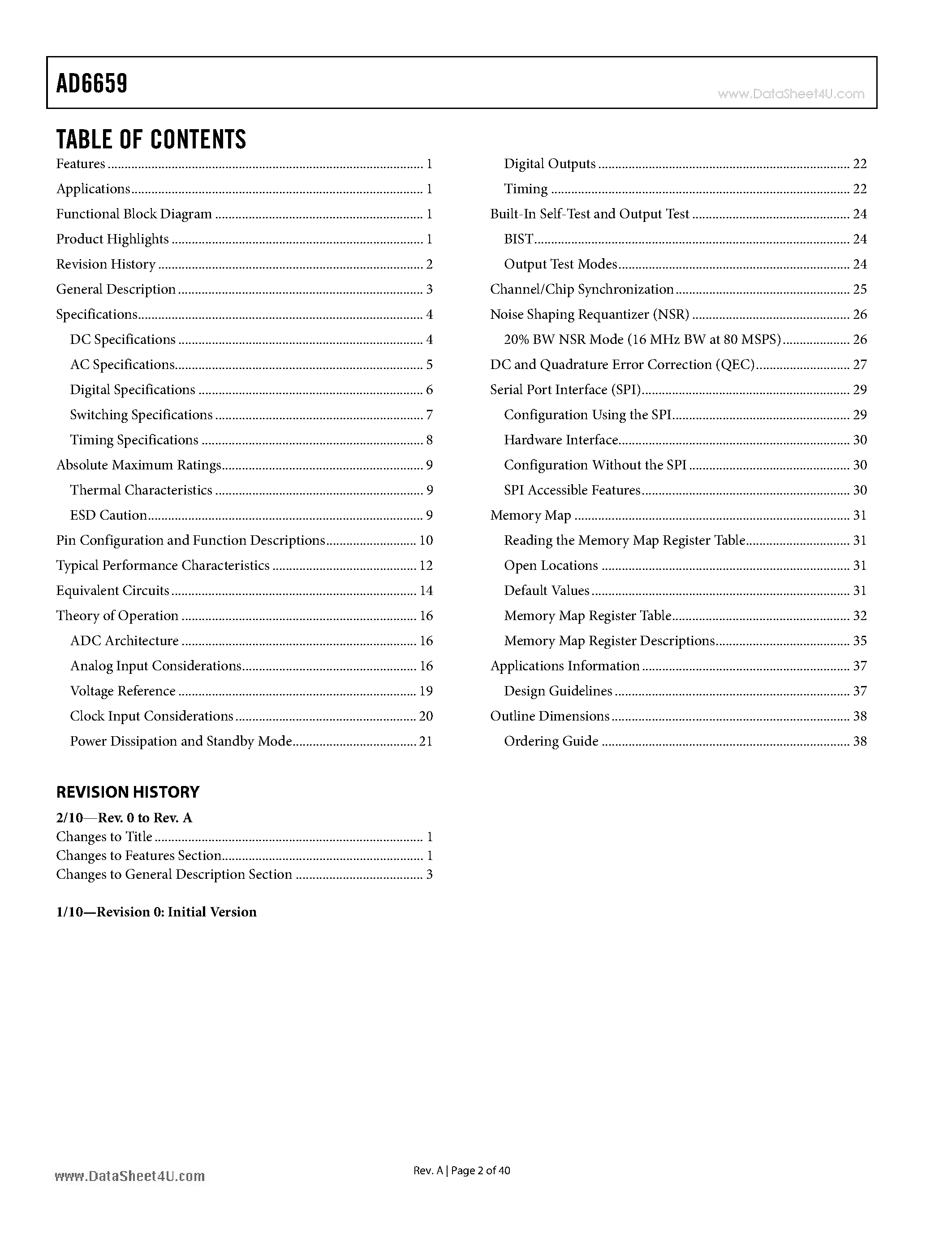 Даташит на микросхему AD6659 страница 2 Даташит AD6659 - Dual IF Receiver страница 2