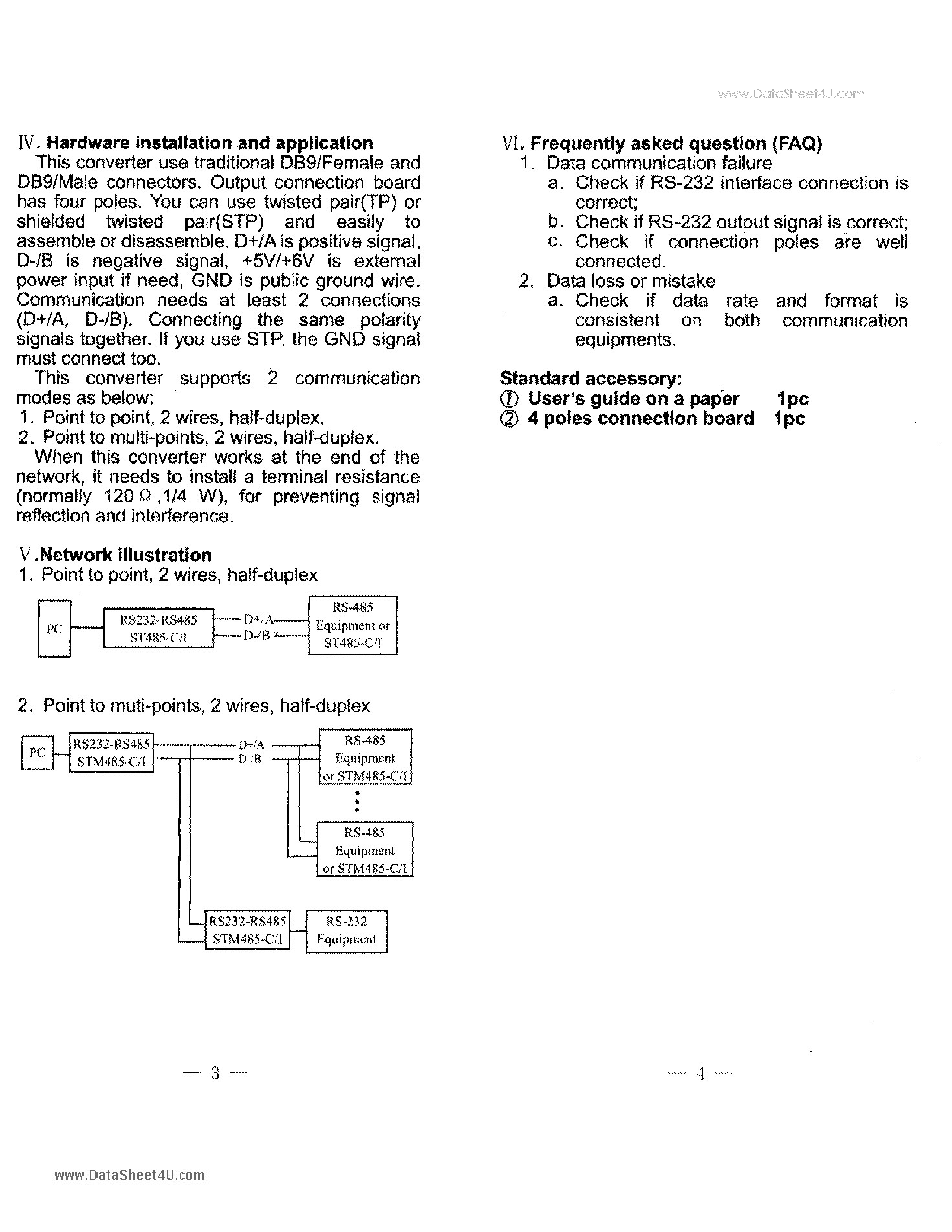 Даташит на микросхему STM485-C страница 2 Даташит STM485-C - RS-232 to RS-485 Passive Converter страница 2