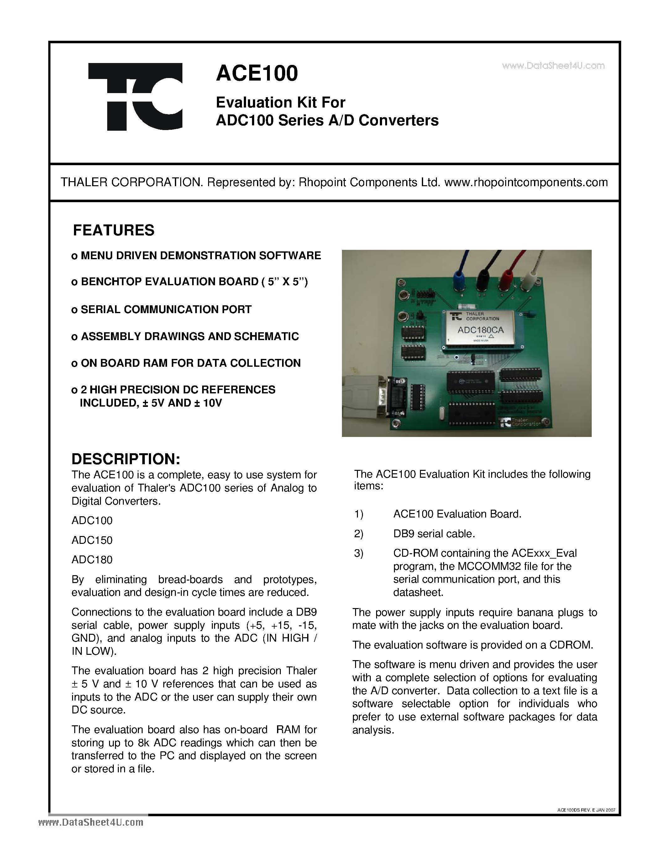 Даташит ACE100 - Evaluation Kit страница 1
