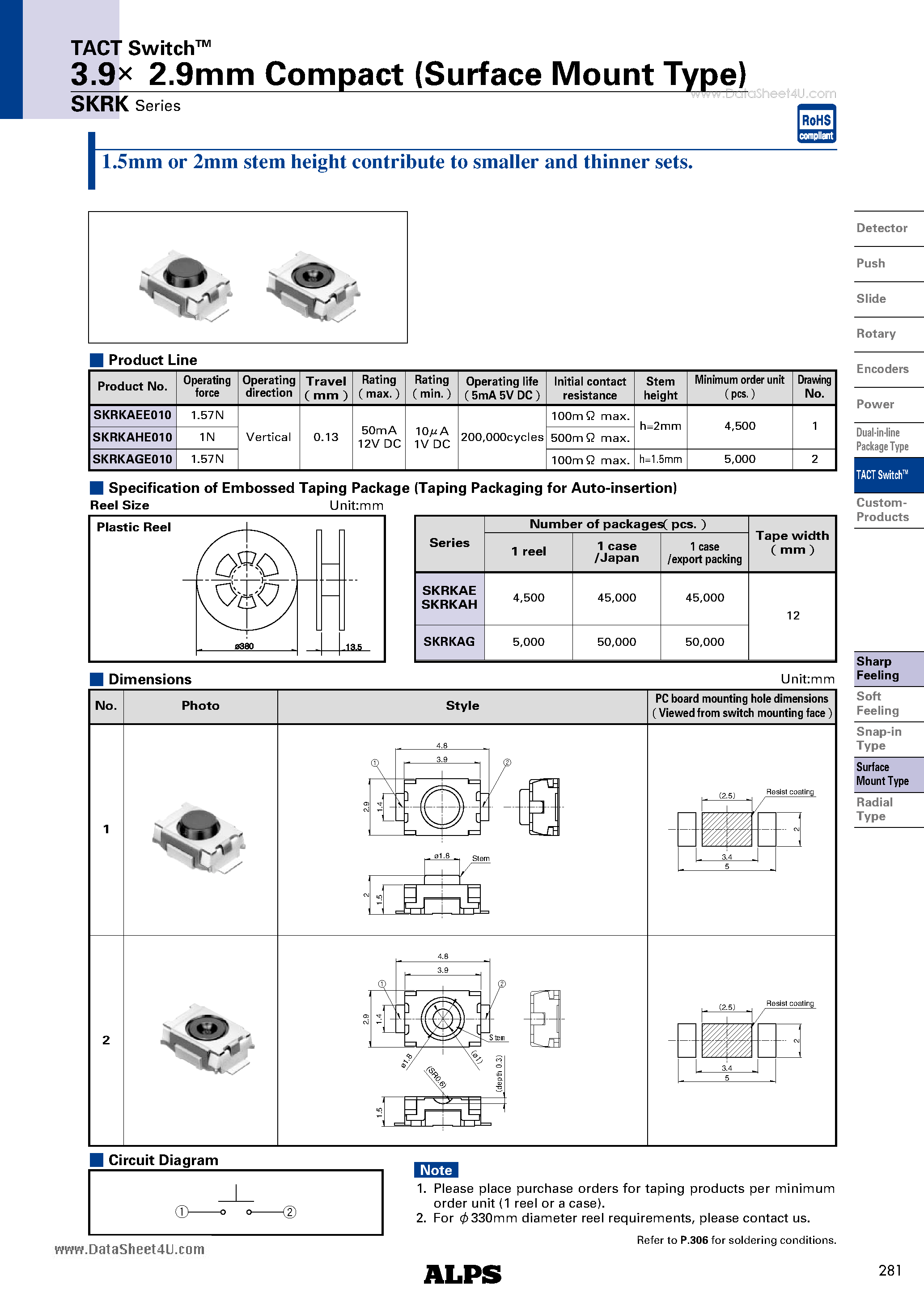 Datasheet SKRK - 3.9x2.9mm Compact page 1
