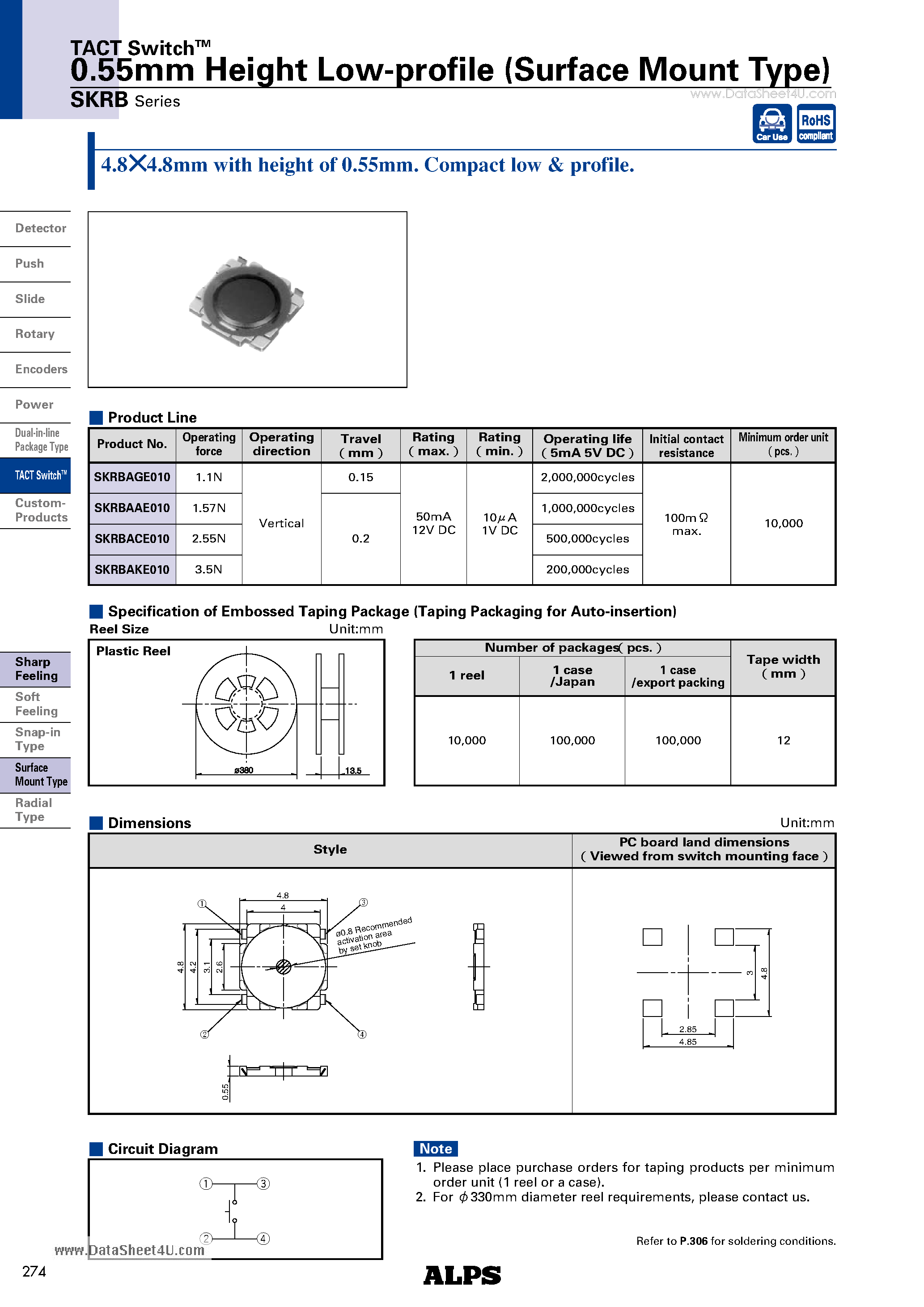 Datasheet SKRB page 1 Datasheet SKRB - 0.55mm Height Low-profile page 1