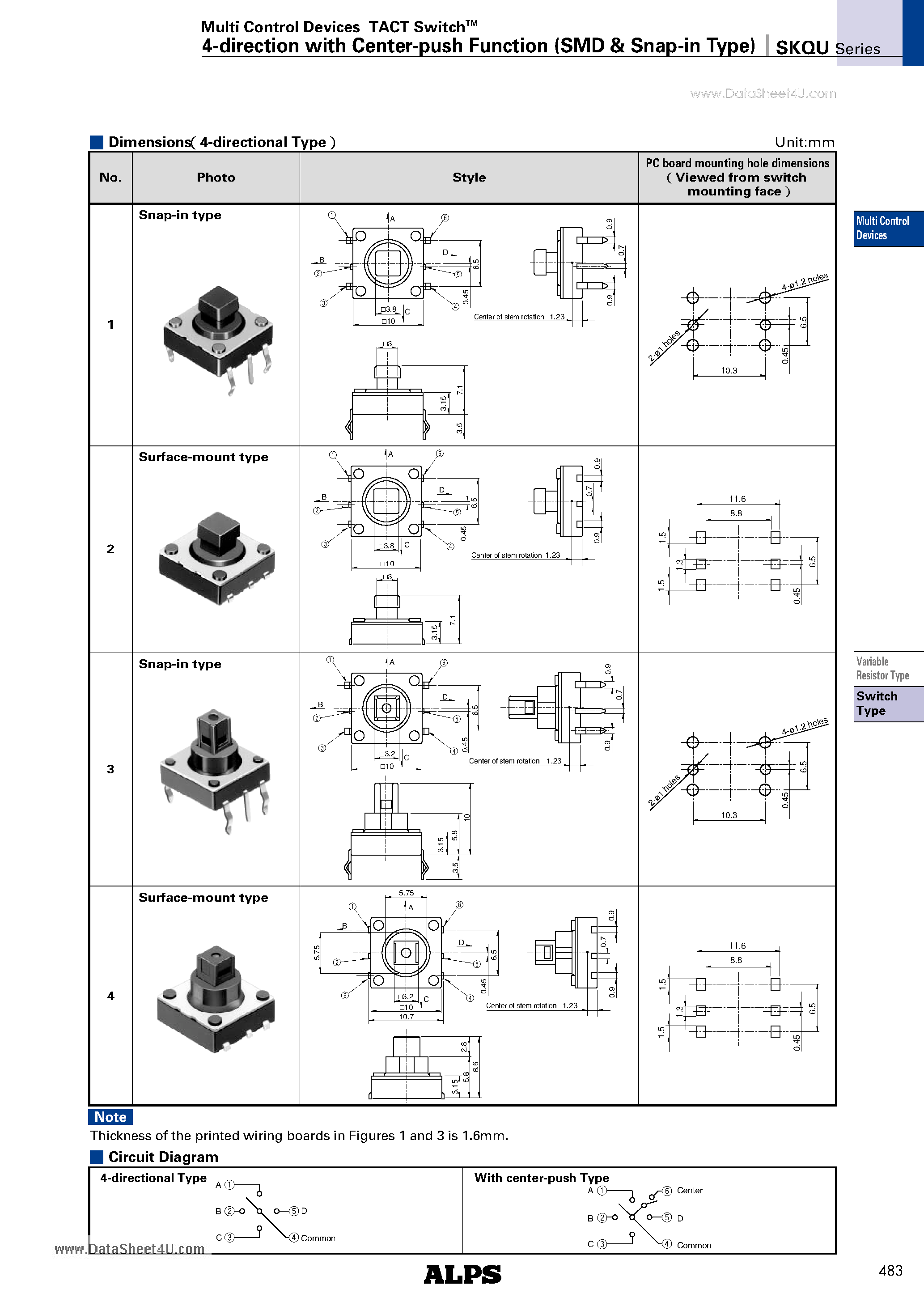 Datasheet SKQU - 4-direction page 2