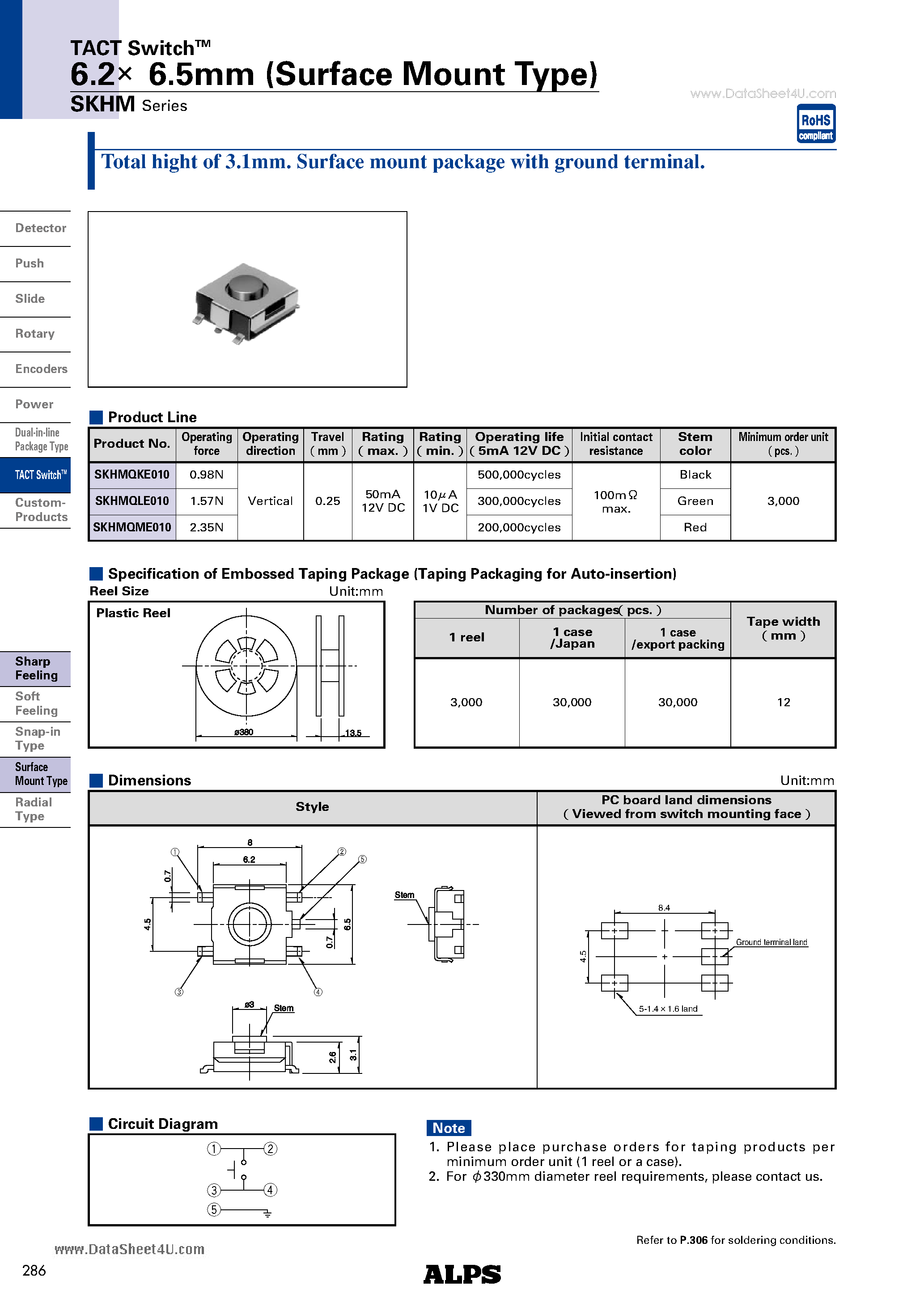 Datasheet SKHM page 1 Datasheet SKHM - 6.2x6.5mm (Surface Mount Type) page 1