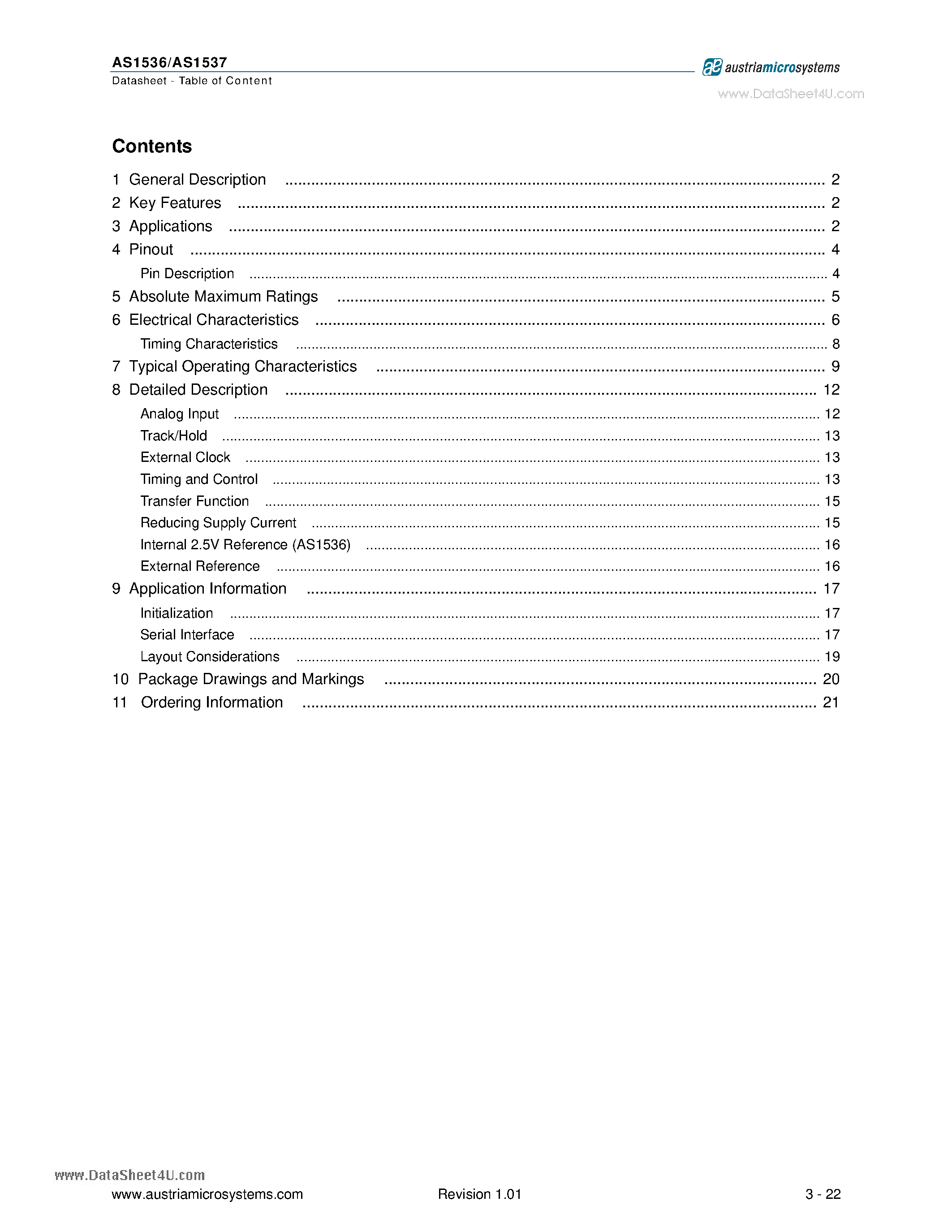 Даташит AS1536 - 73ksps A/D Converters страница 2