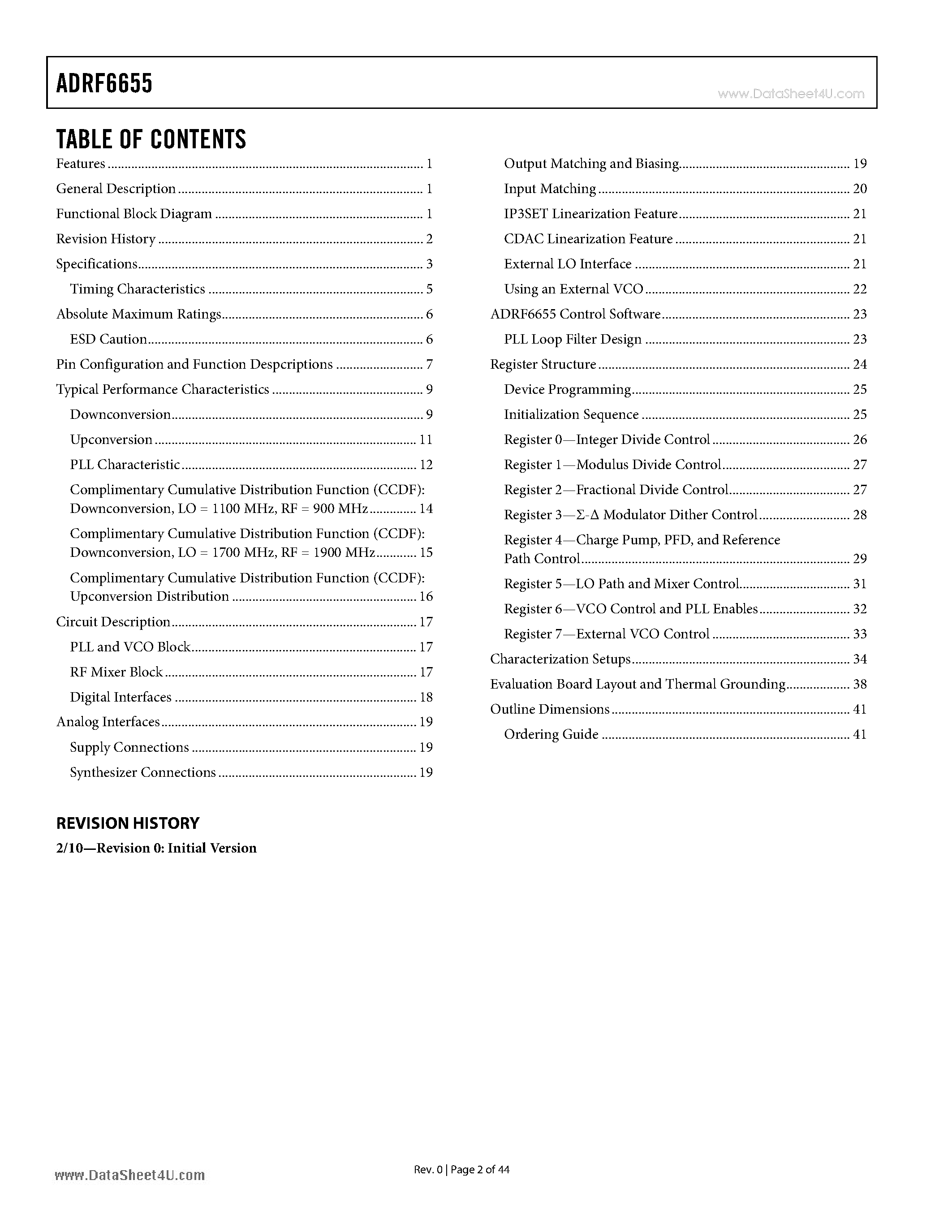 Datasheet ADRF6655 - Broadband Up/Downconverting Mixer page 2