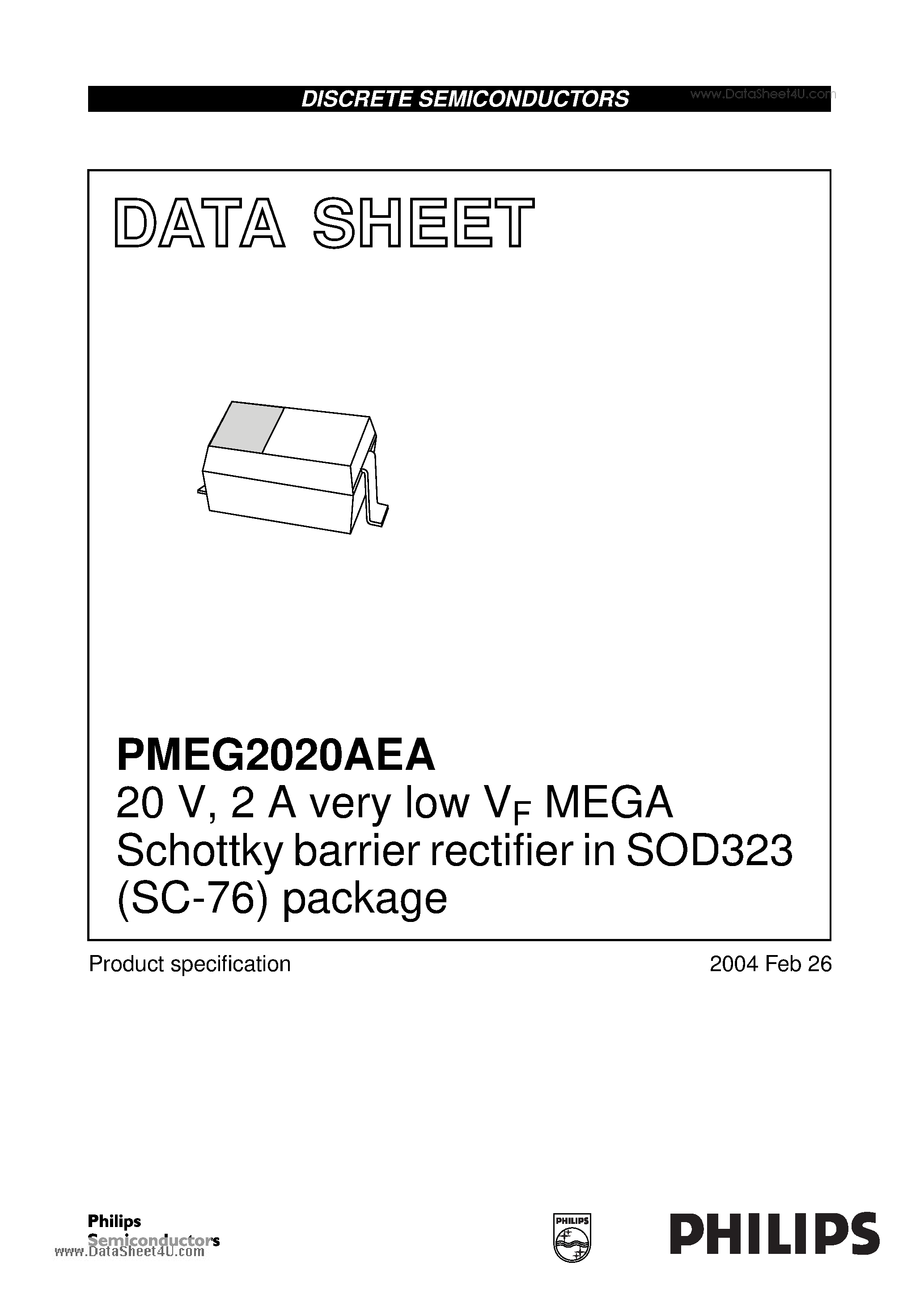 Даташит PMEG2020AEA - 20V 2A very low VF MEGA Schottky barrier rectifier страница 1