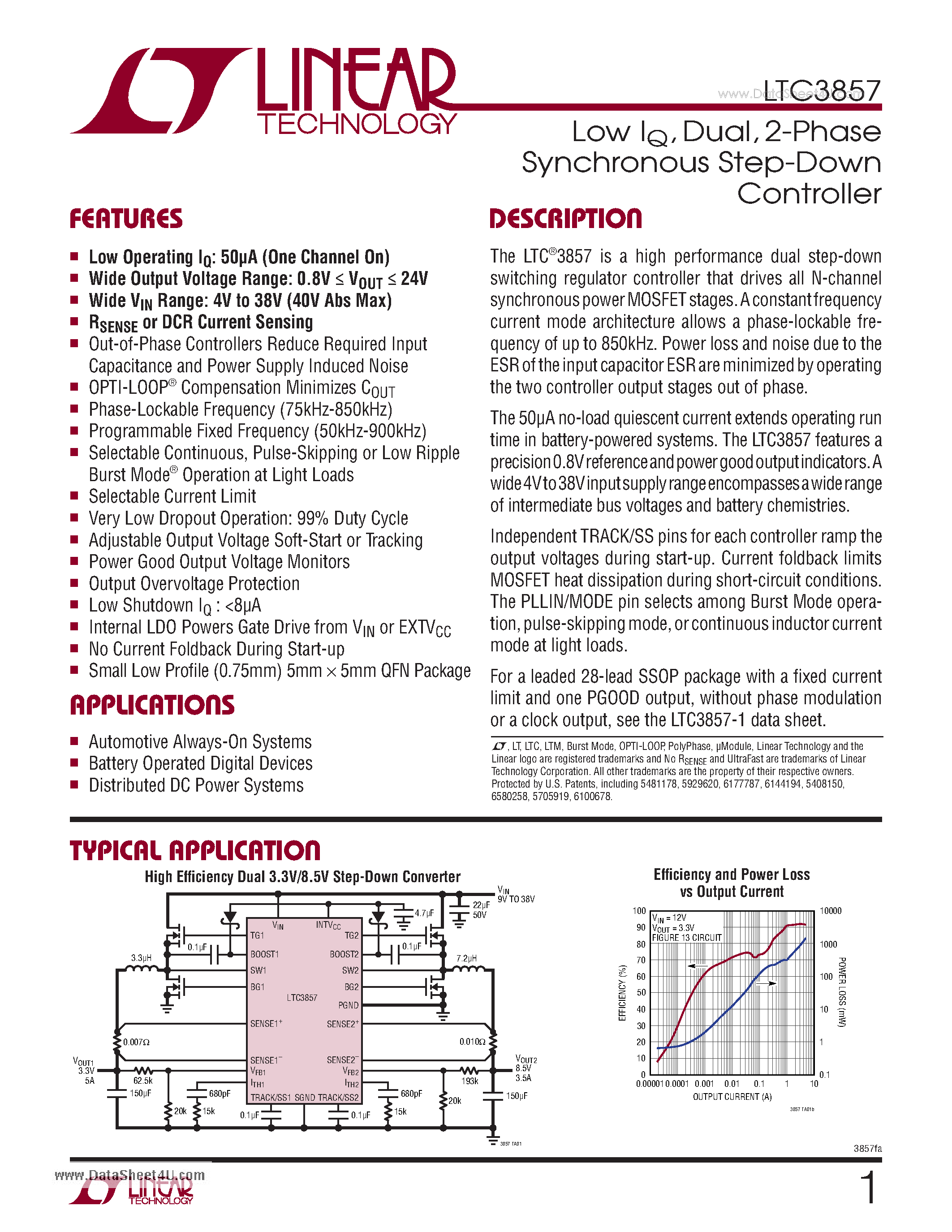 Datasheet LTC3857 - Synchronous Step-Down Controller page 1
