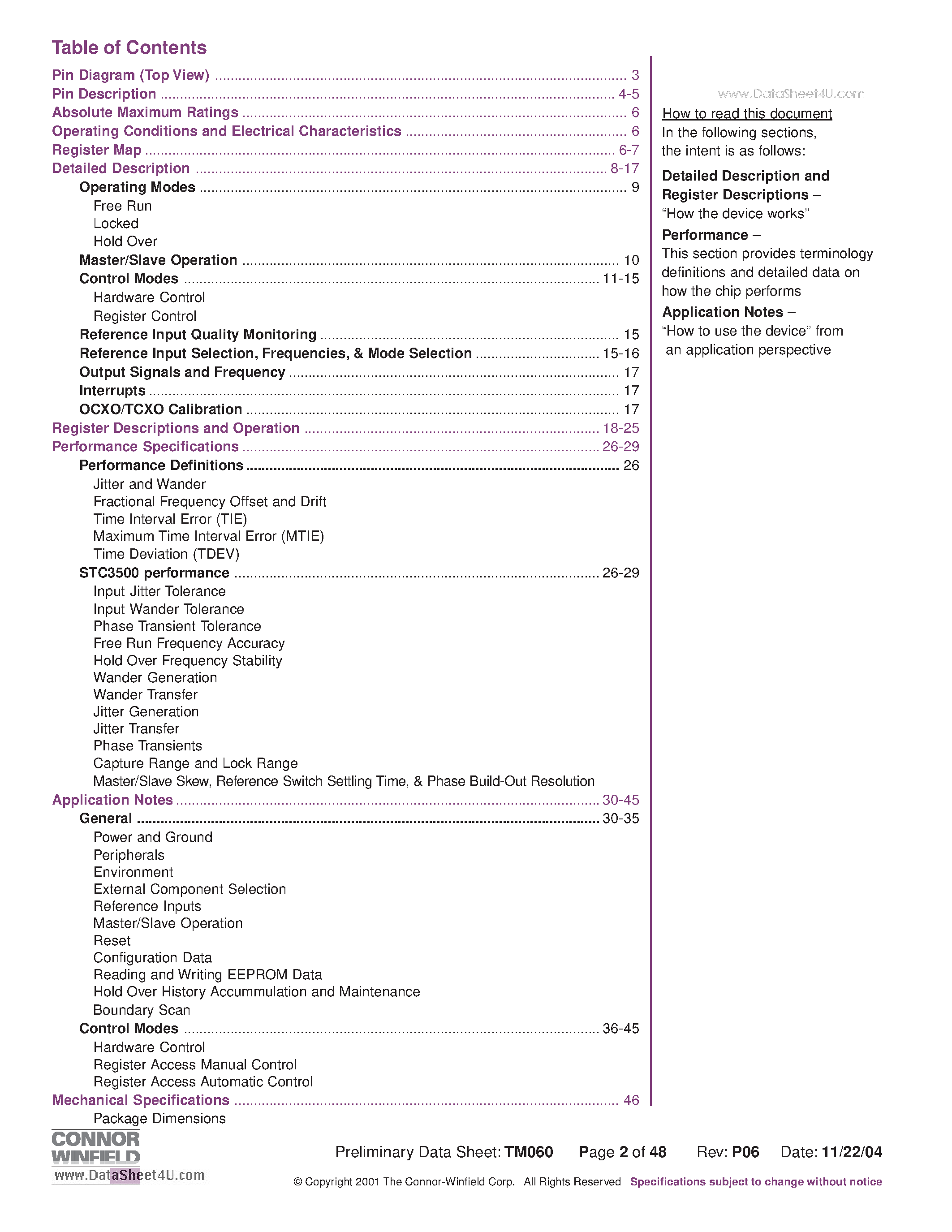 Datasheet STC3500 - INTEGRATED - STRATUM 3 TIMING SOURCE page 2