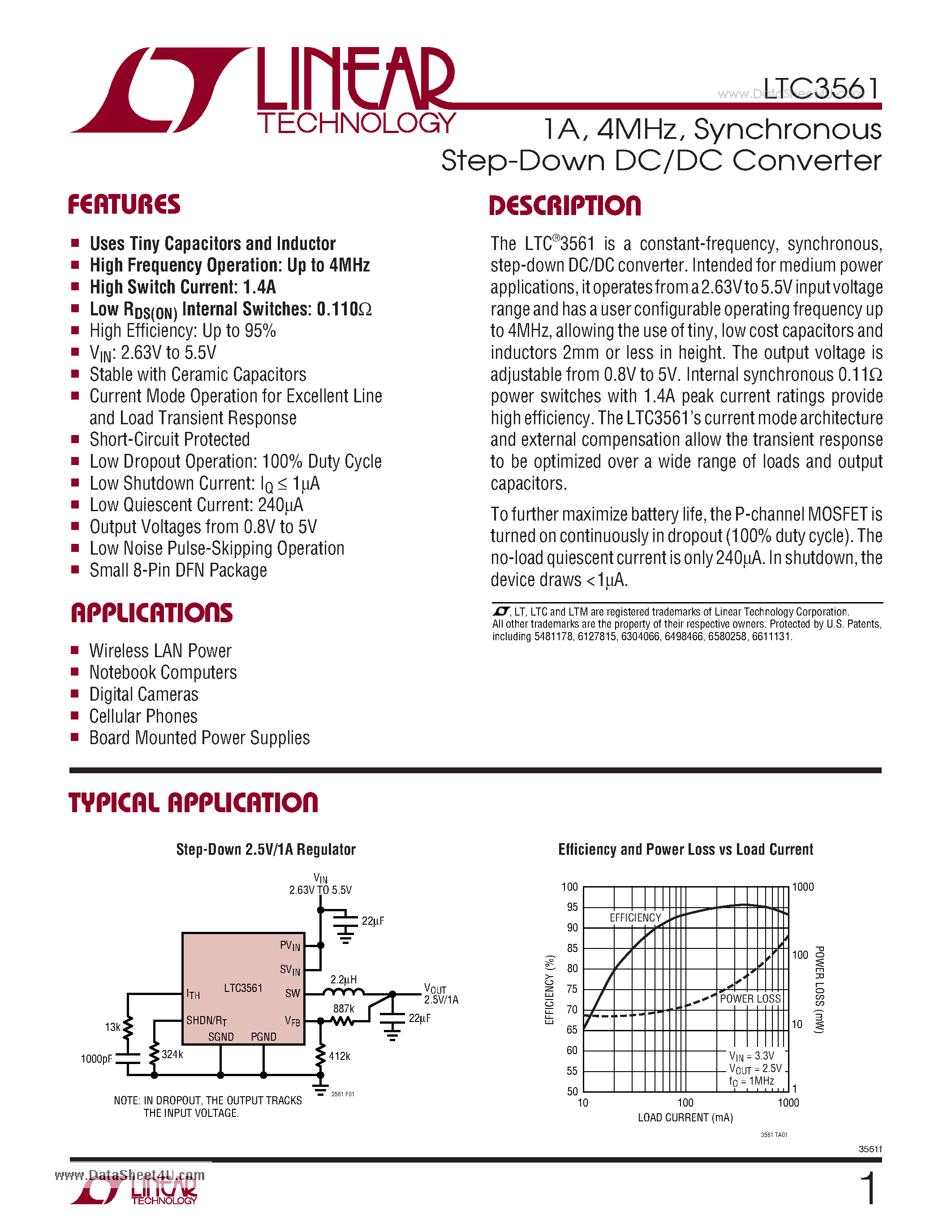 Datasheet LTC3561 - Synchronous Step-Down DC/DC Converter page 1