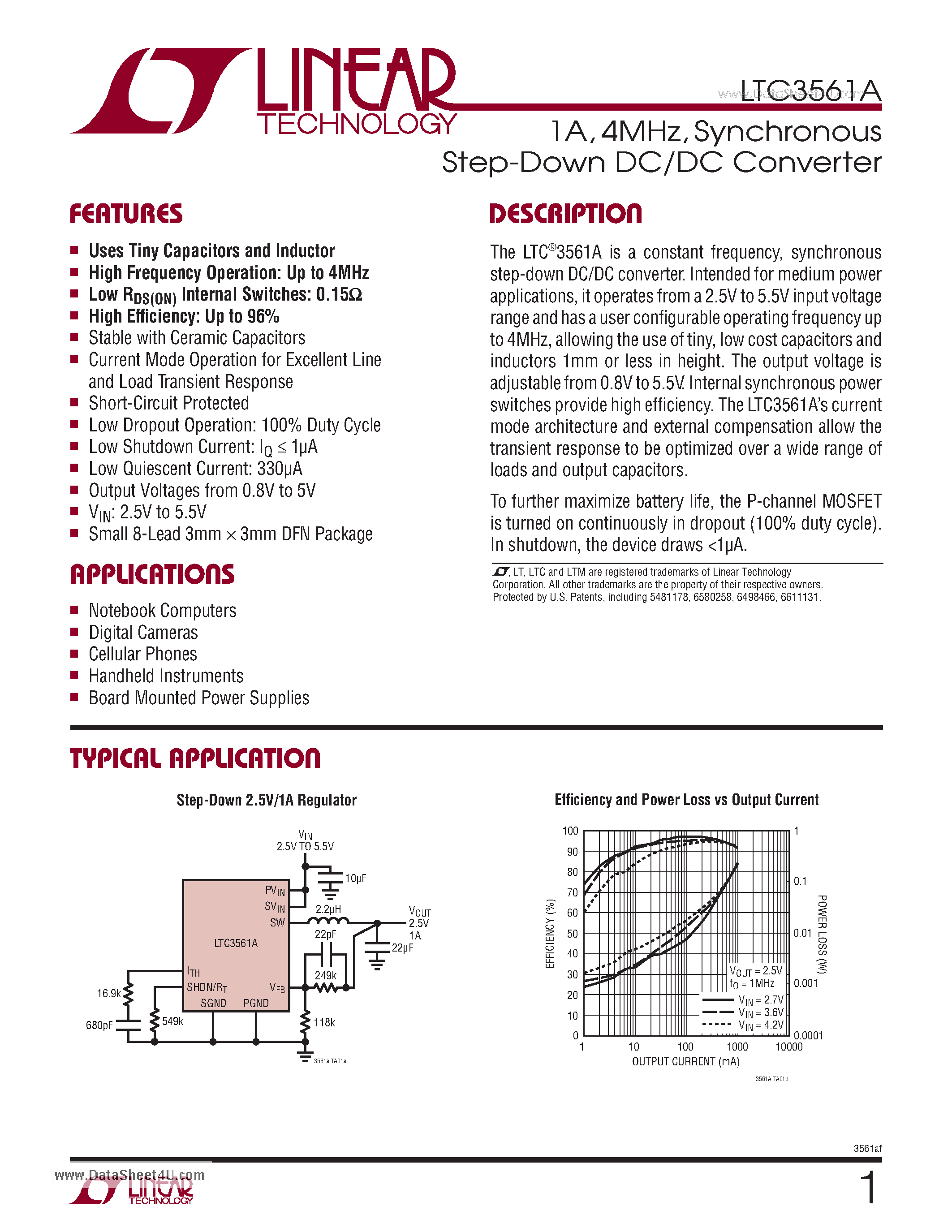Datasheet LTC3561A - Synchronous Step-Down DC/DC Converter page 1