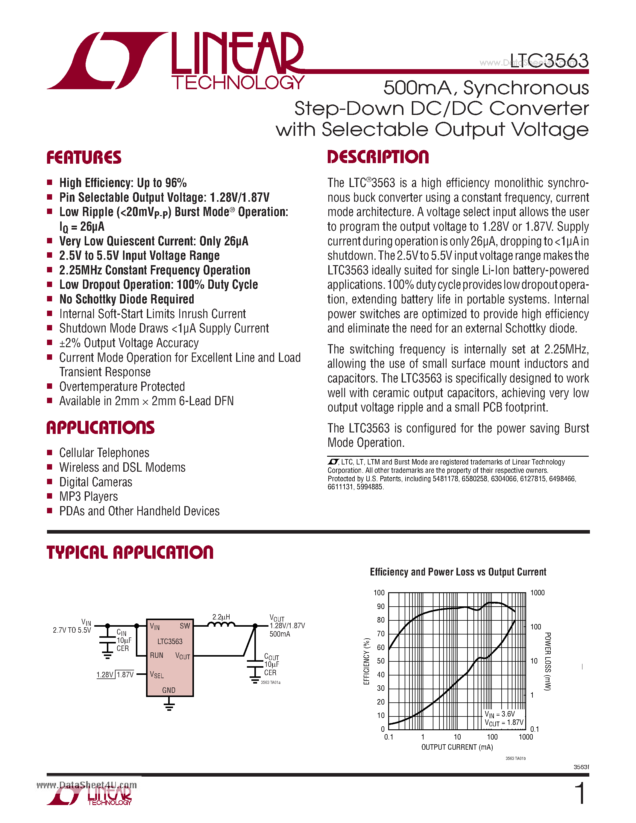 Datasheet LTC3563 - Synchronous Step-Down DC/DC Converter page 1