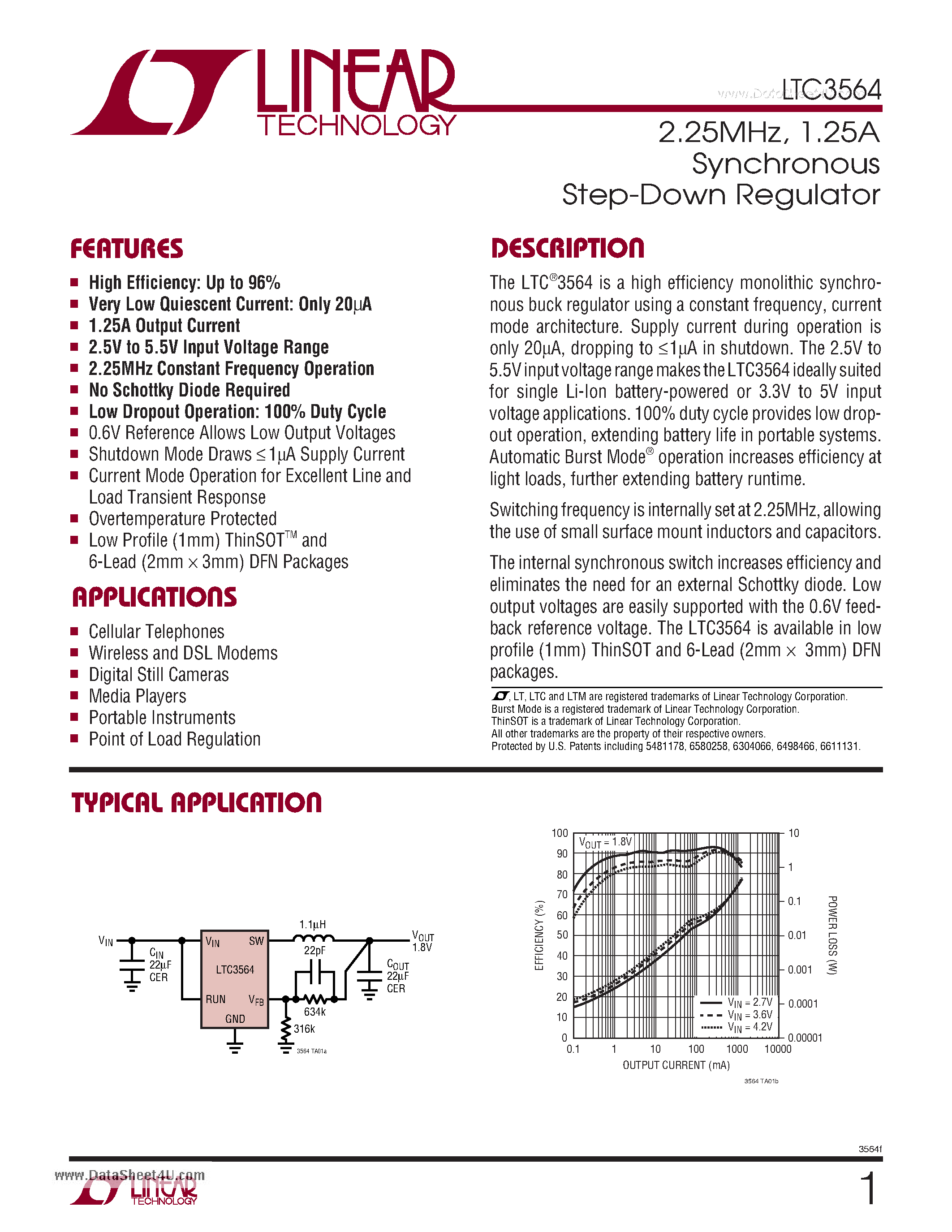 Datasheet LTC3564 - Synchronous Step-Down Regulator page 1