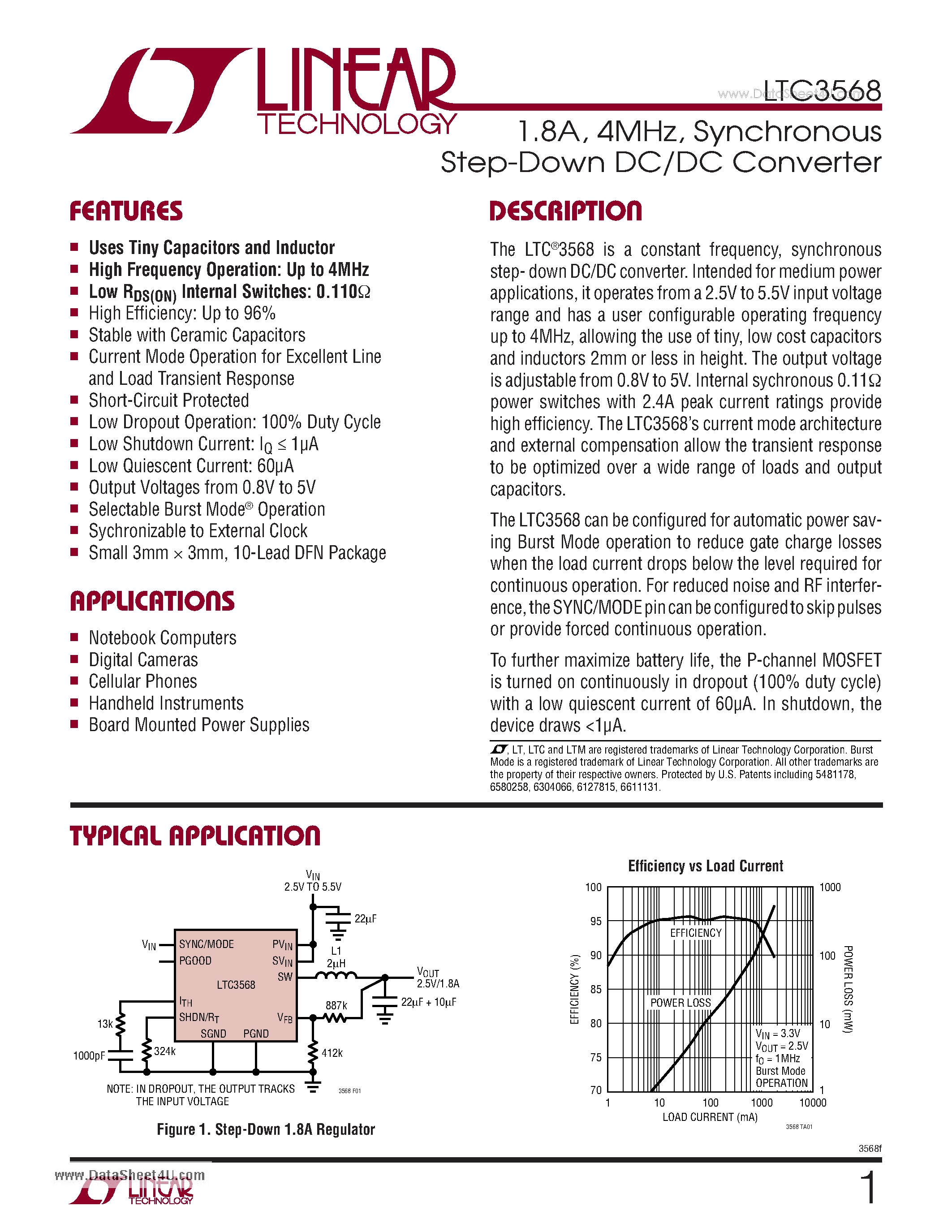 Datasheet LTC3568 - Synchronous Step-Down DC/DC Converter page 1