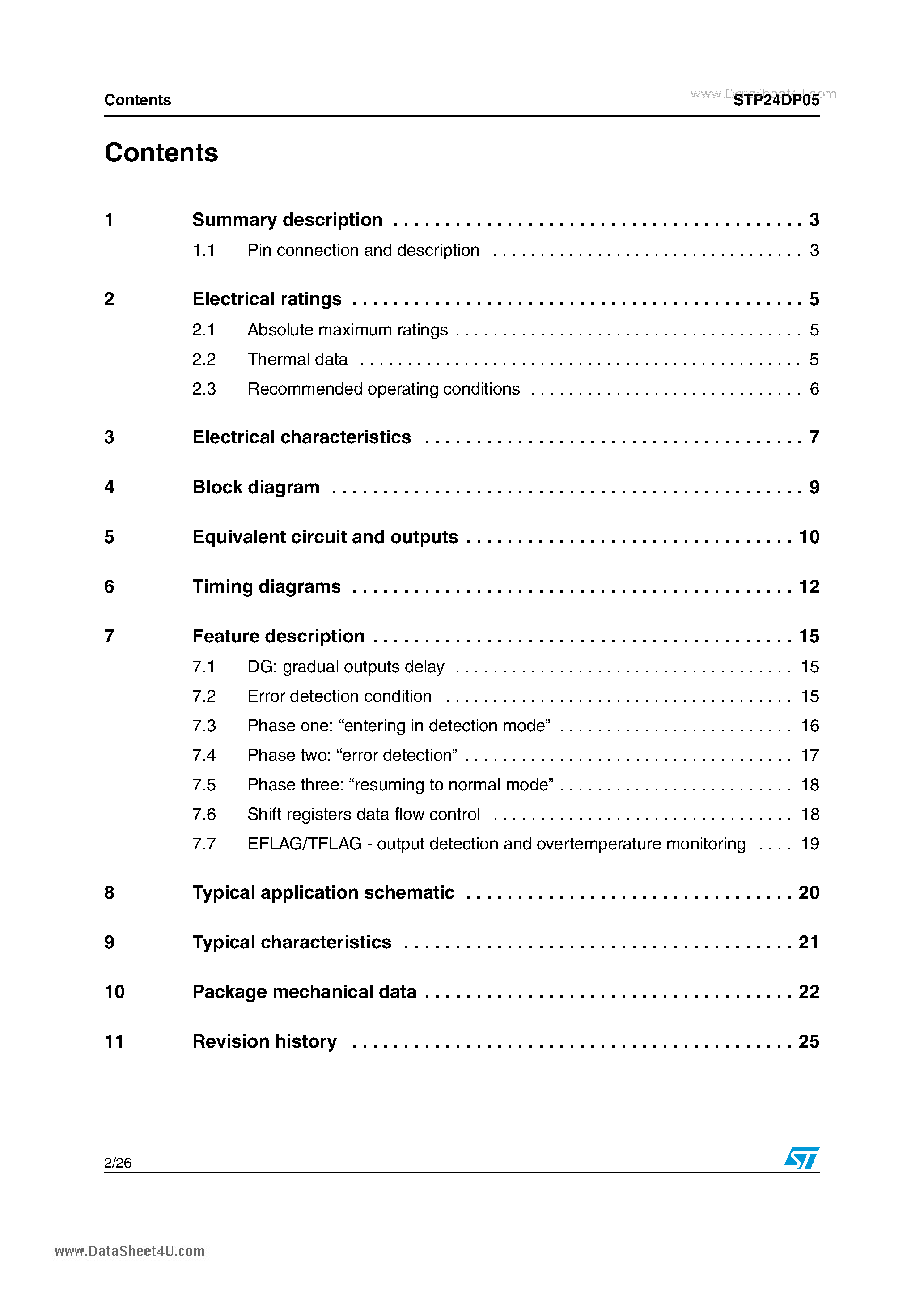 Datasheet STP24DP05 - 24-bit constant current LED sink driver page 2