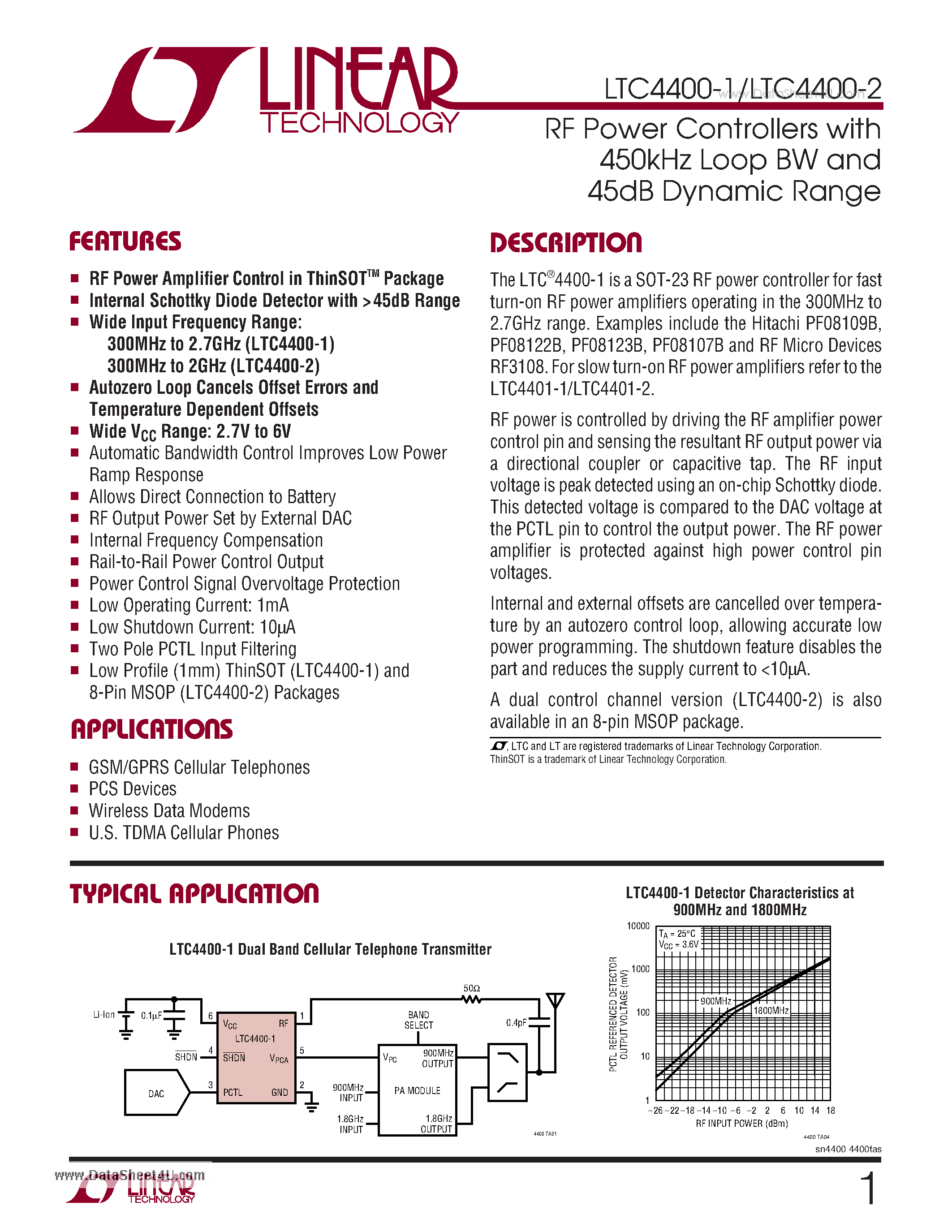 Datasheet LTC4400-1 - RF Power Controllers page 1