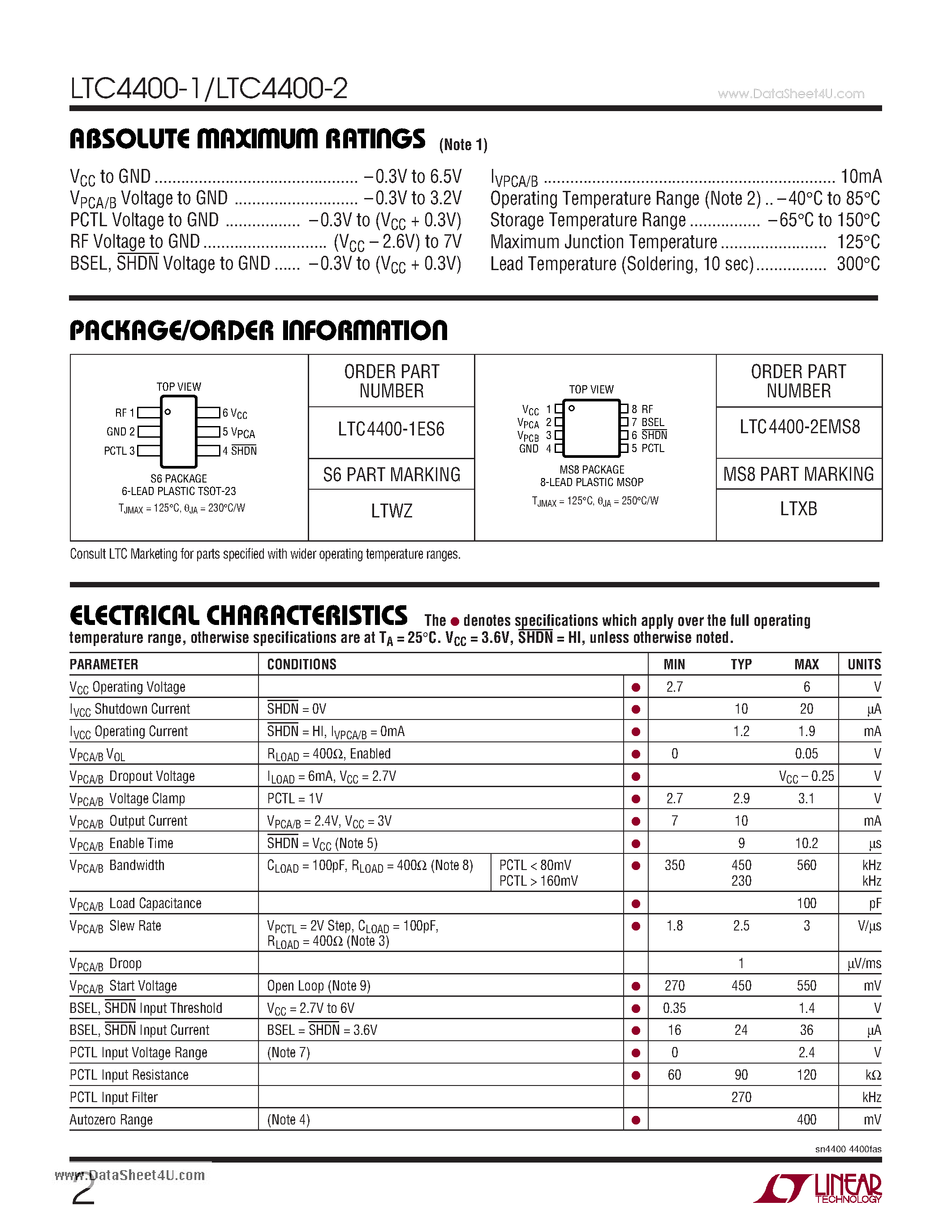 Datasheet LTC4400-1 - RF Power Controllers page 2