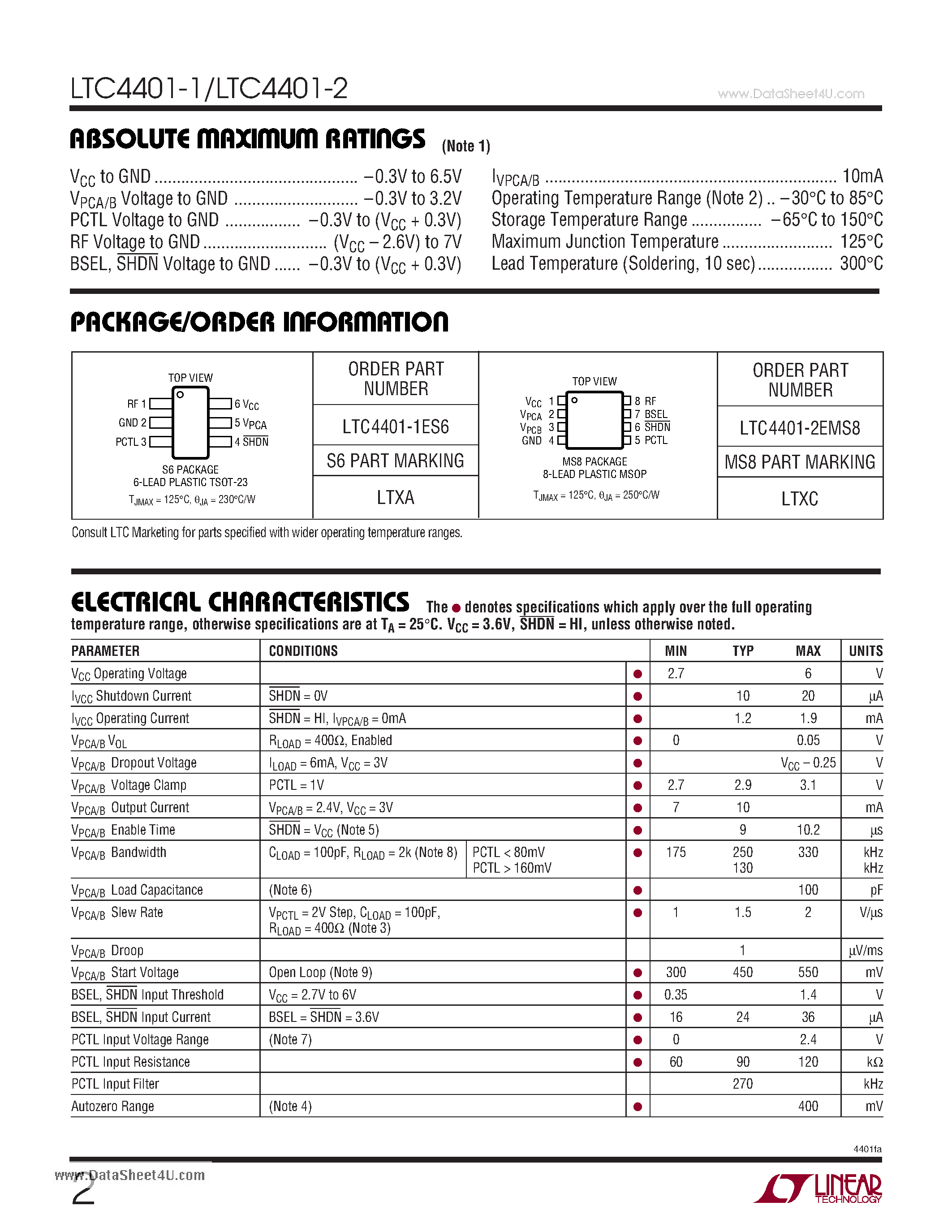 Datasheet LTC4401-1 - RF Power Controllers page 2