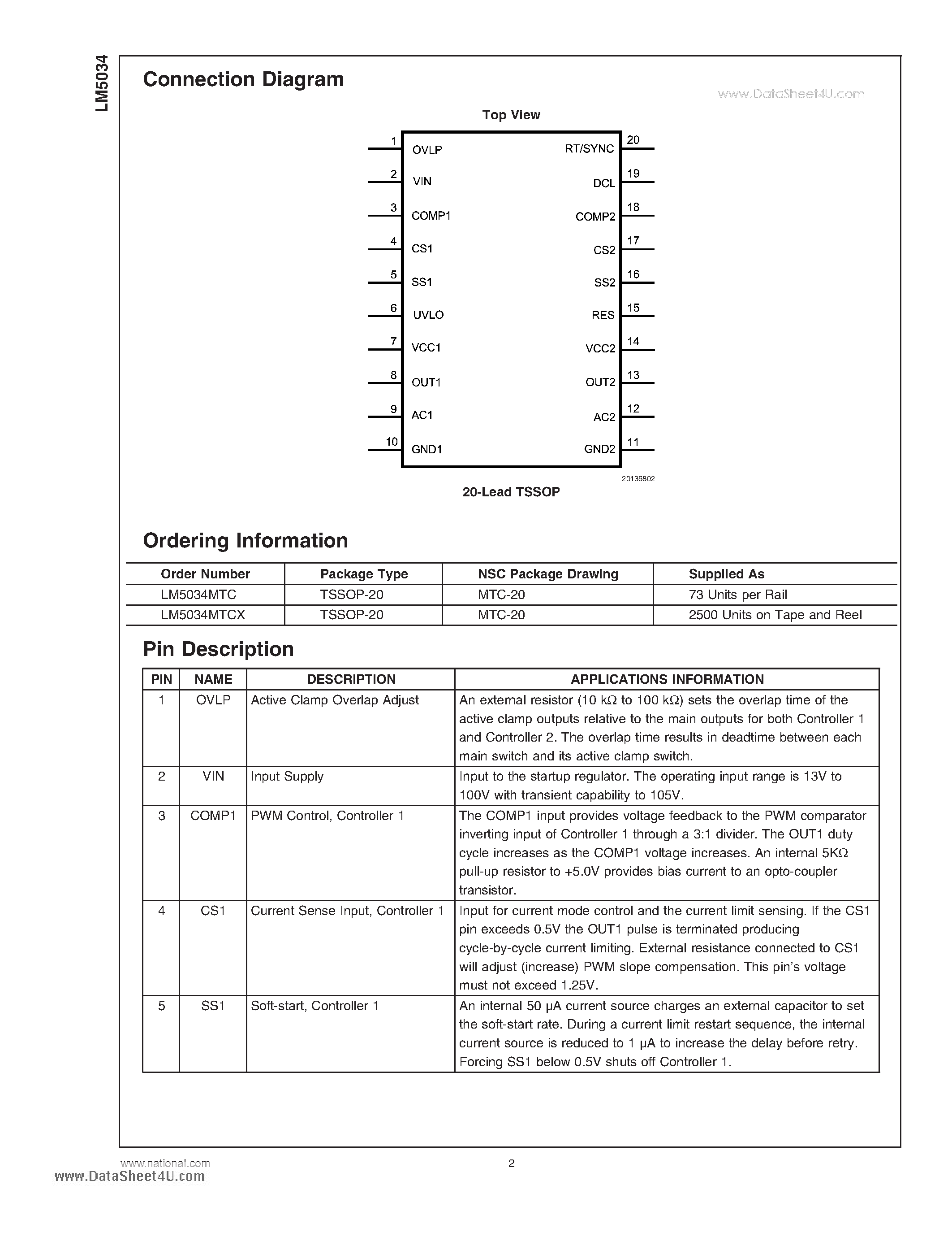 Даташит на микросхему LM5034 страница 2 Даташит LM5034 - High Voltage Dual Interleaved Current Mode Controller страница 2