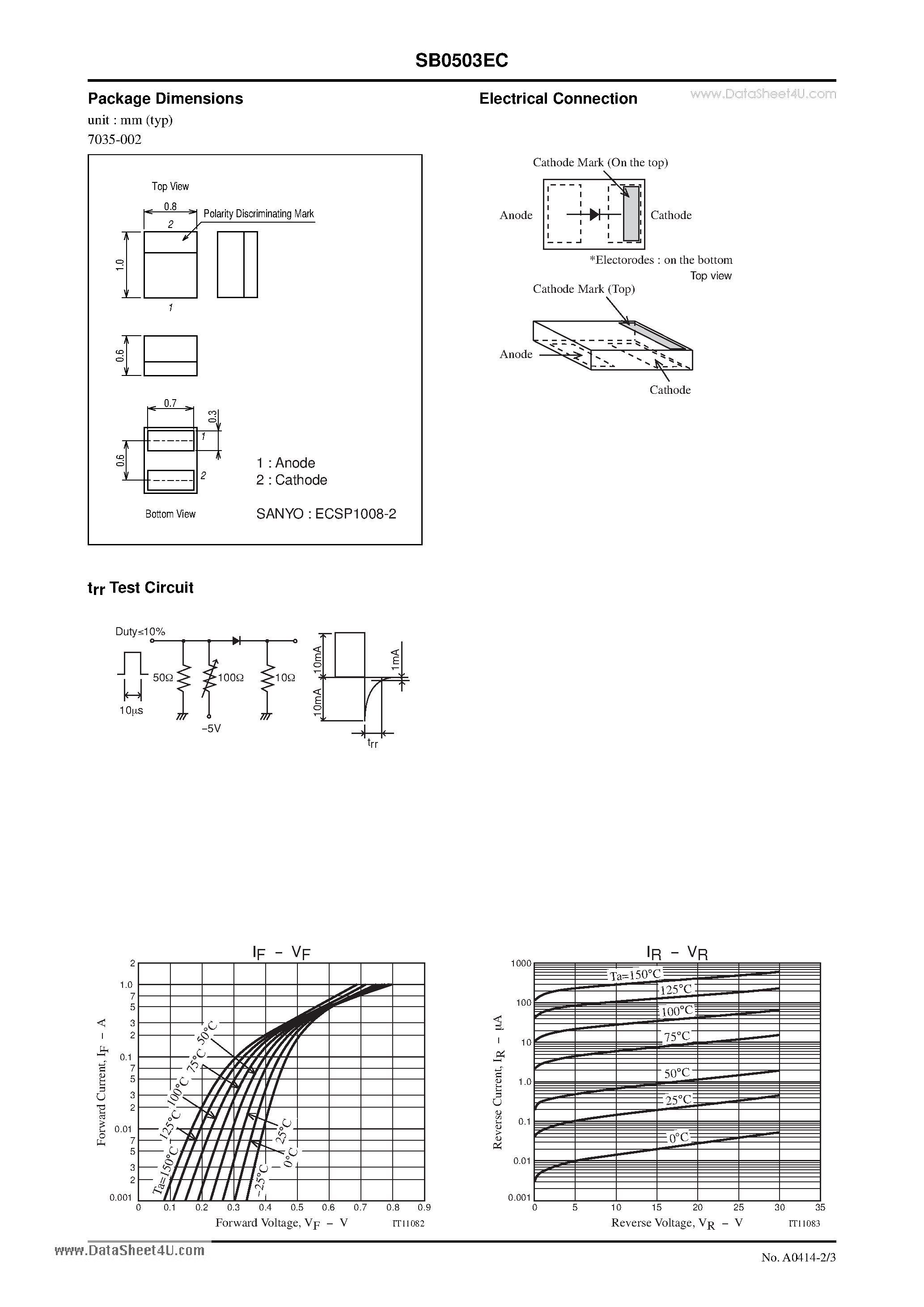 Datasheet SB0503EC - Low IR Schottky Barrier Diode 30V 0.5A Rectifier page 2