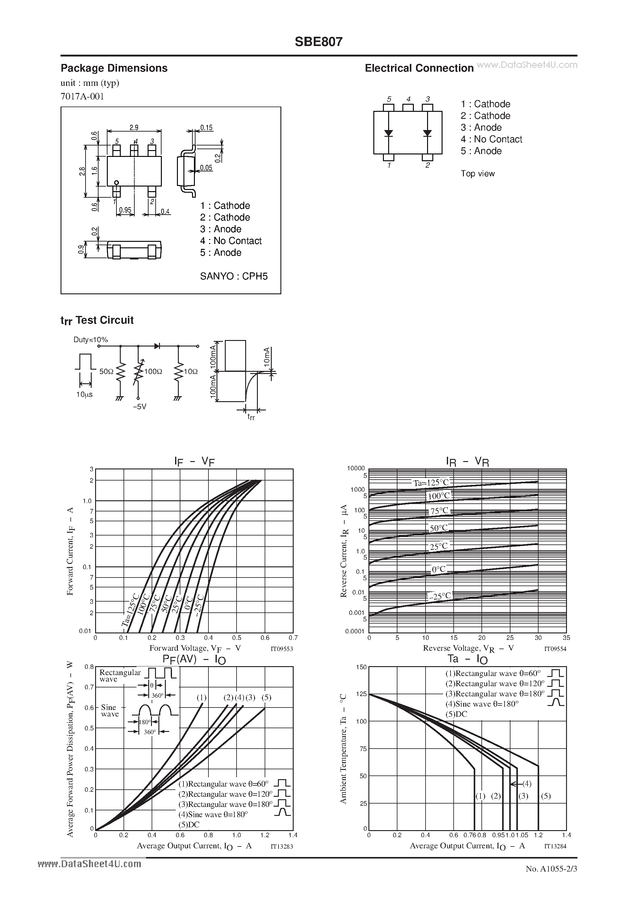 Datasheet SBE807 - Schottky Barrier Diode 30V 1.0A Rectifier page 2