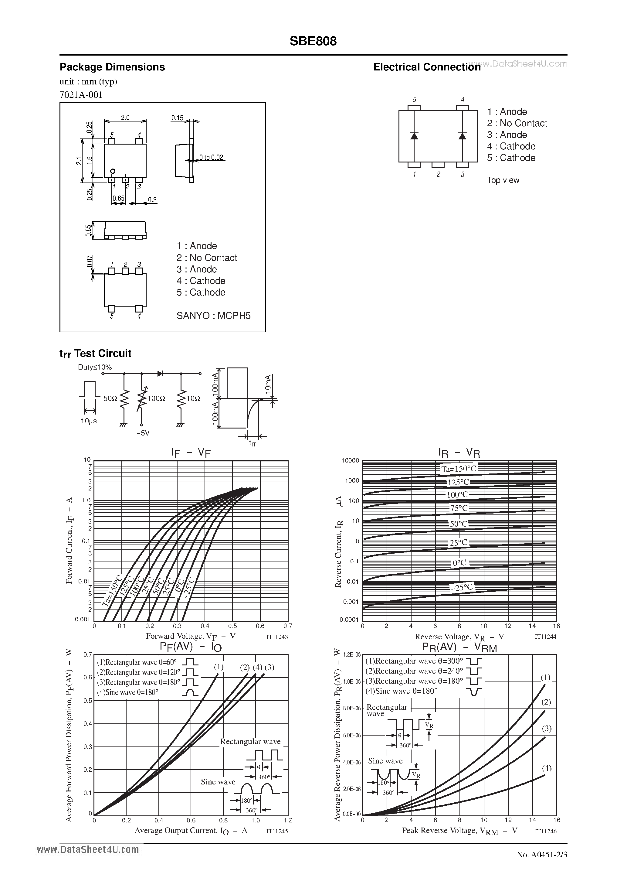 Datasheet SBE808 page 2 Datasheet SBE808 - Schottky Barrier Diode 15V 1A Rectifier page 2