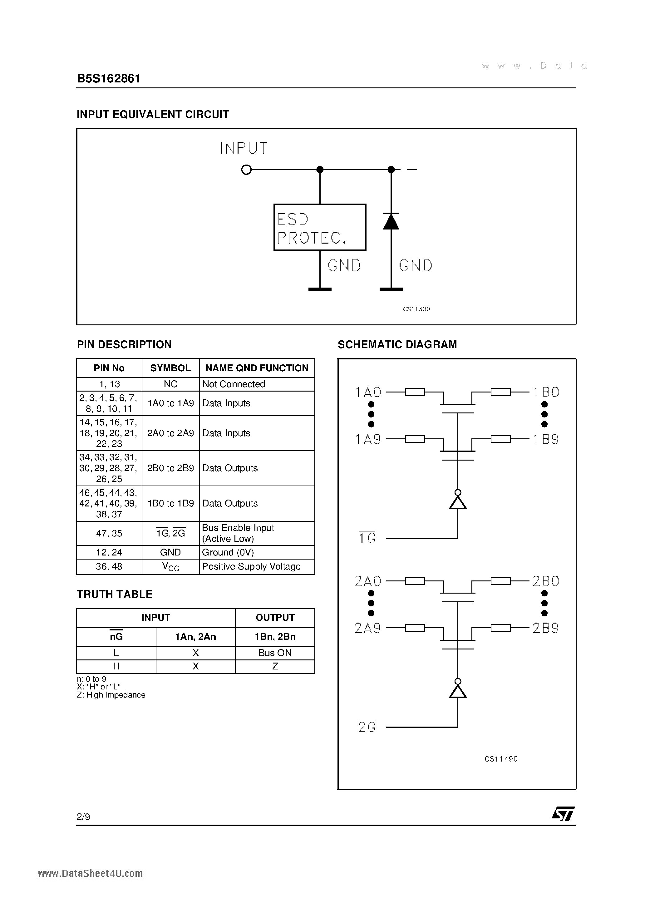 Даташит на микросхему B5S162861 страница 2 Даташит B5S162861 - 20-BIT TWO PORT BUS SWITCH страница 2