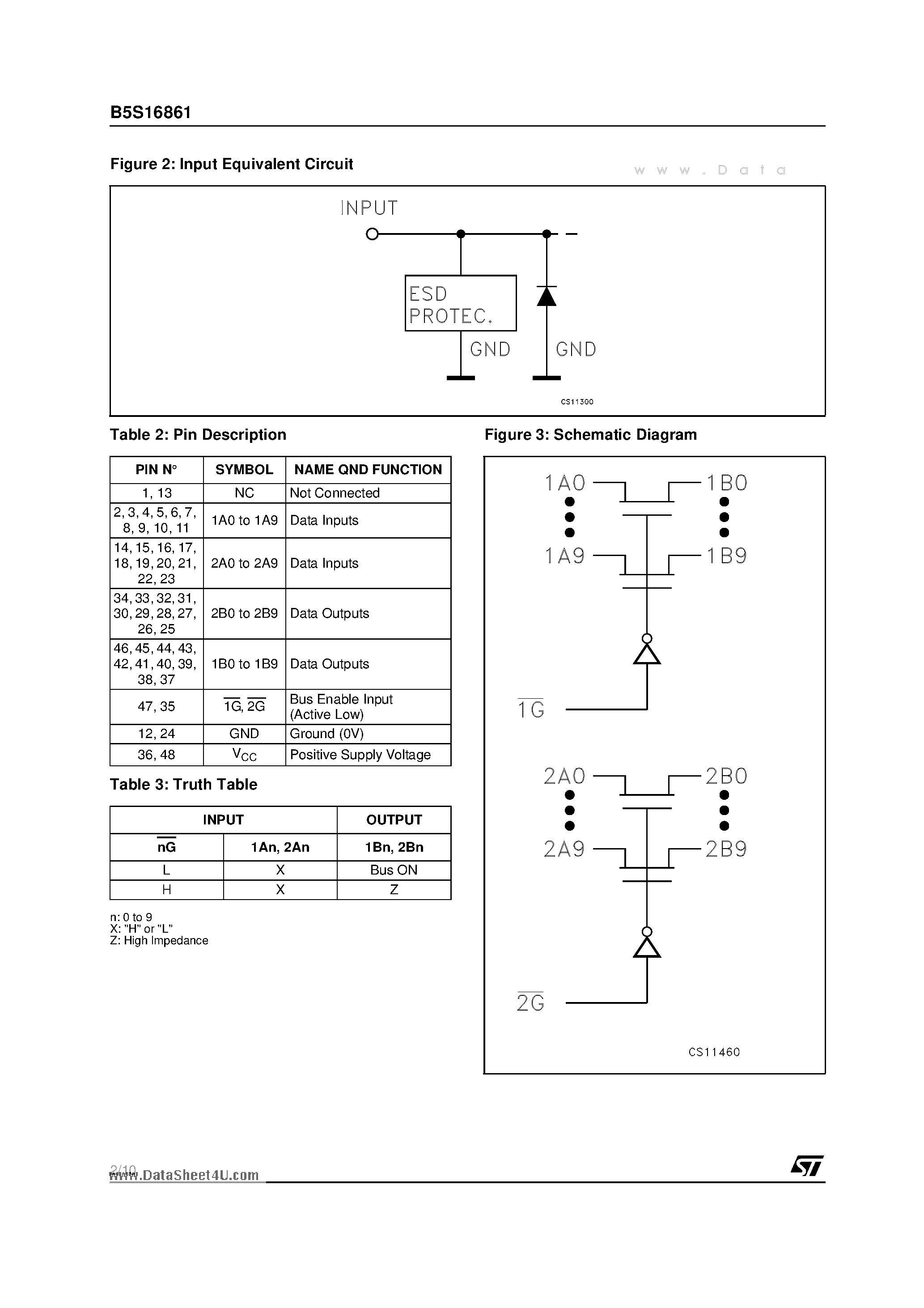 Даташит на микросхему B5S16861 страница 2 Даташит B5S16861 - 20-BIT TWO PORT BUS SWITCH страница 2