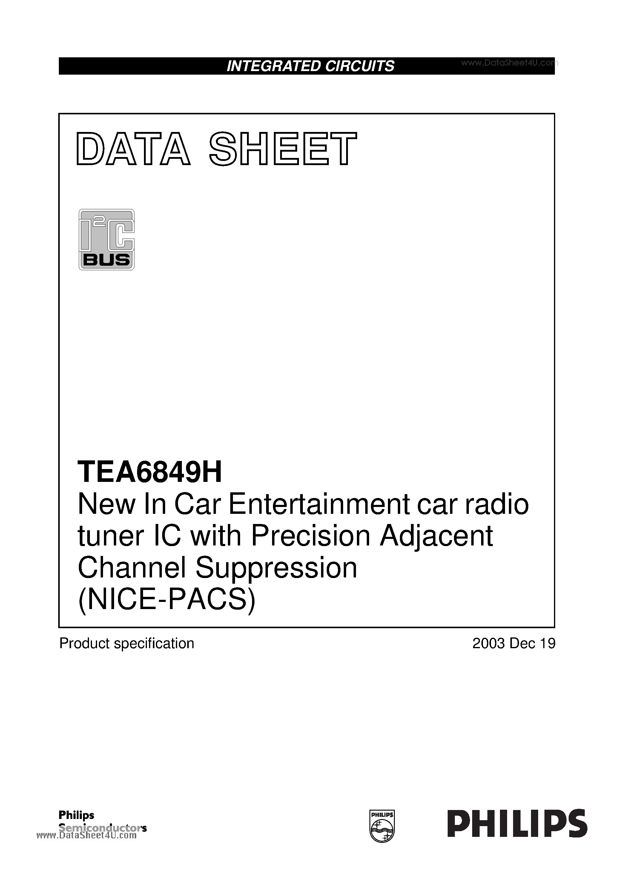 Даташит TEA6849H - New In Car Entertainment car radio tuner IC страница 1