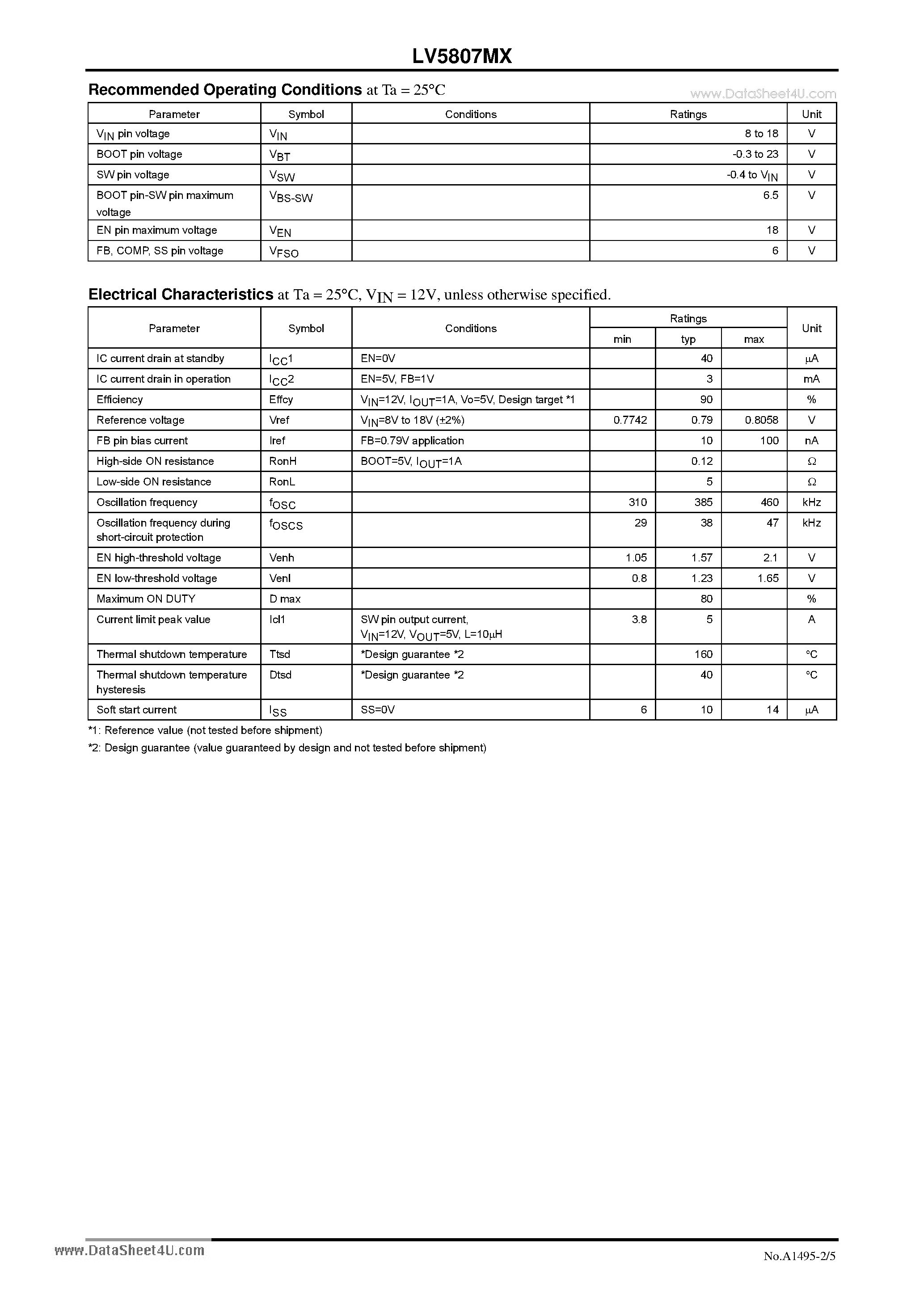 Datasheet LV5807MX - Step-down Switching Regulator page 2