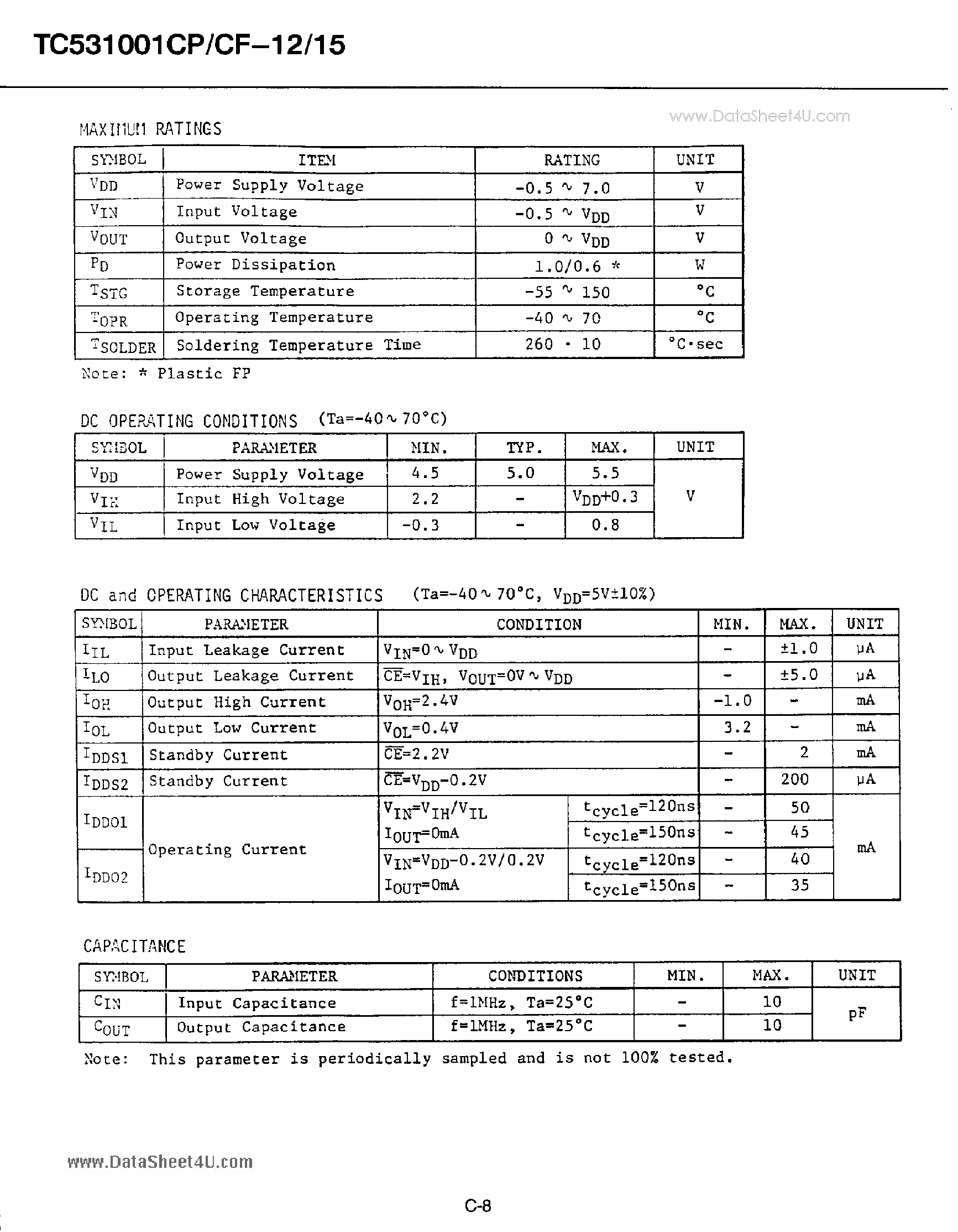 Datasheet TC531001CF - 1M BIT (128K WORD x 8 BIT) CMOS MASK ROM page 2