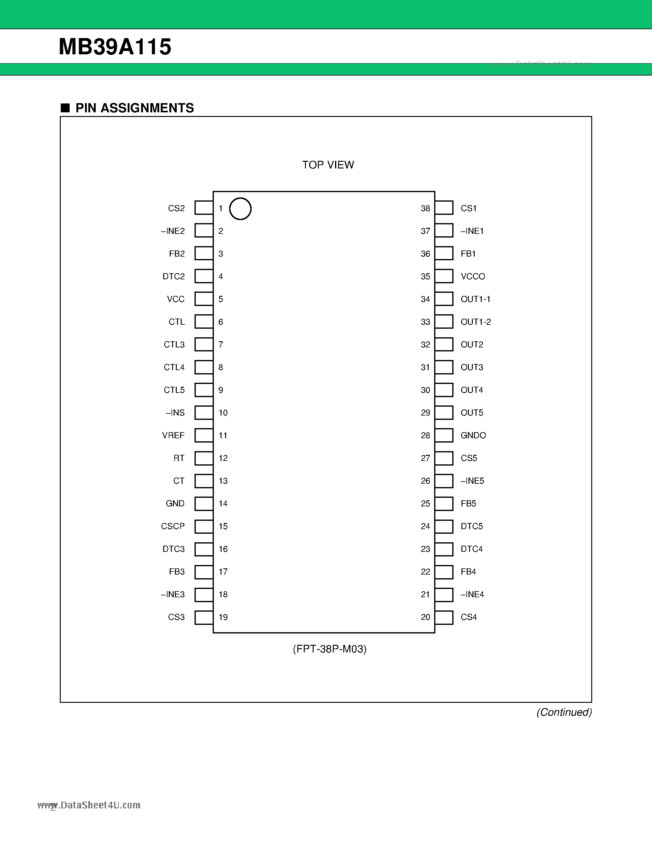 Datasheet MB39A115 - 5 ch DC/DC Converter IC with Synchronous Rectification page 2