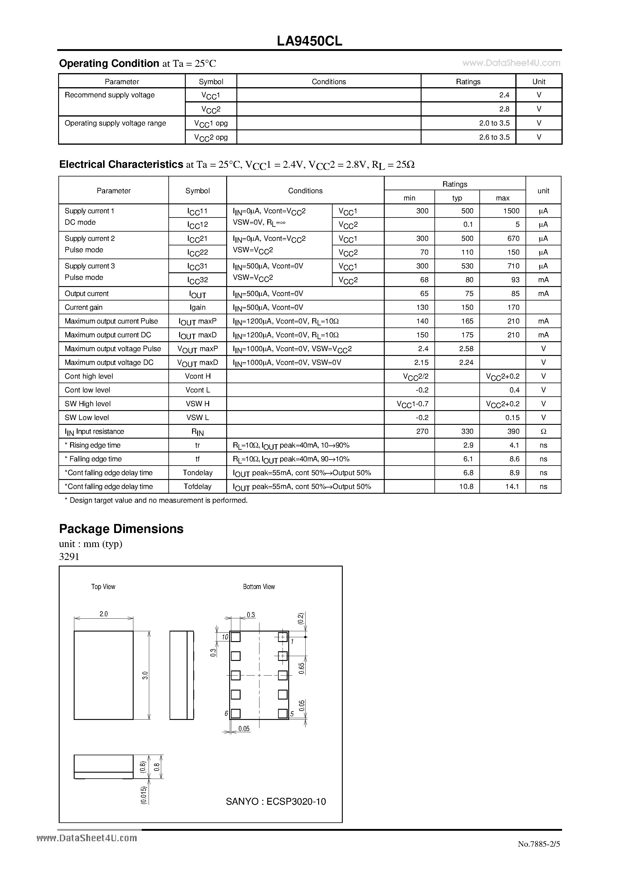 Datasheet LA9450CL - Bi-CMOS IC For Laser Diode For Laser Diode page 2