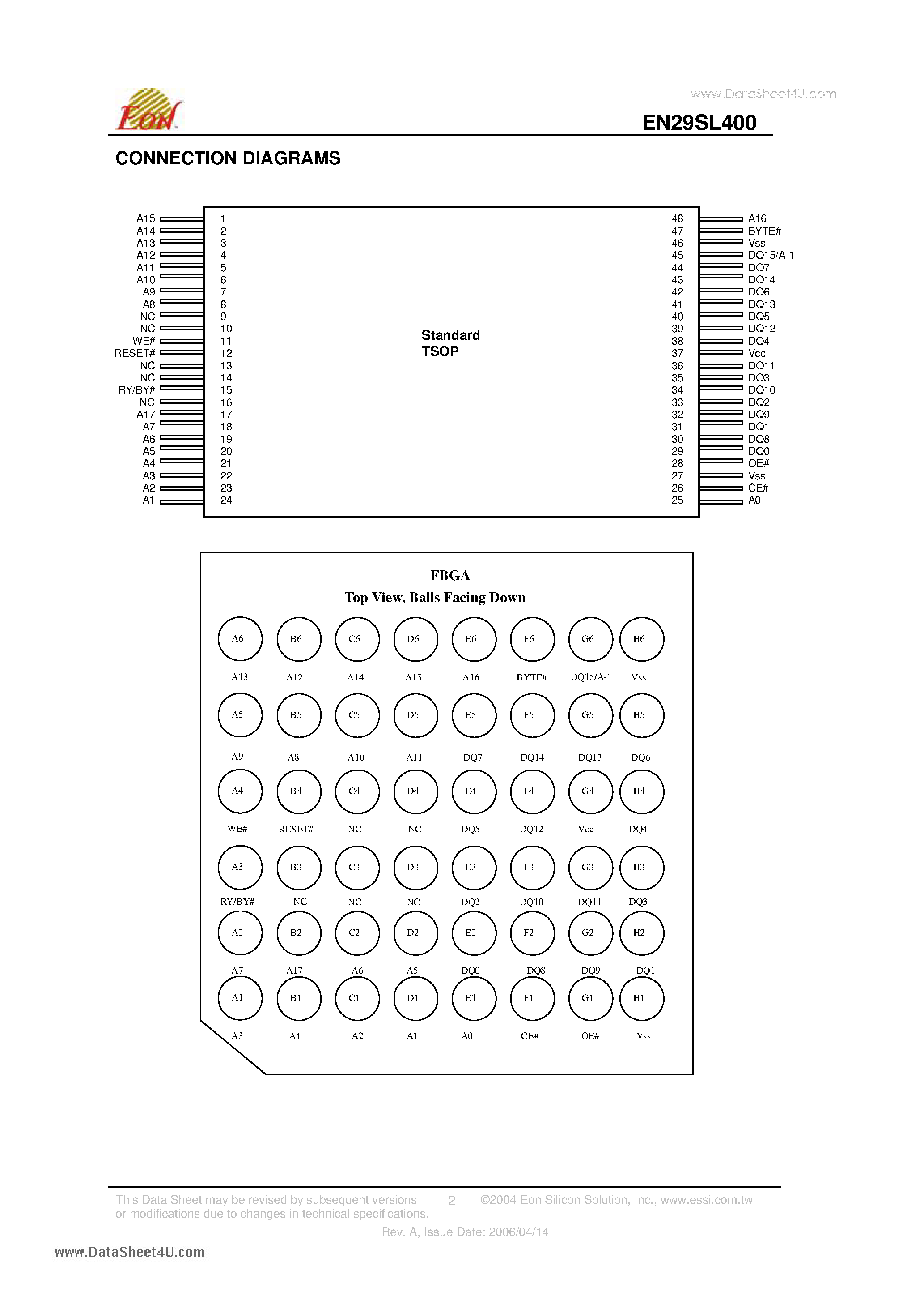 Datasheet EN29SL400 - 4 Megabit (512K x 8-bit / 256K x 16-bit) Flash Memory Boot Sector Flash Memory CMOS 1.8 Volt-only page 2