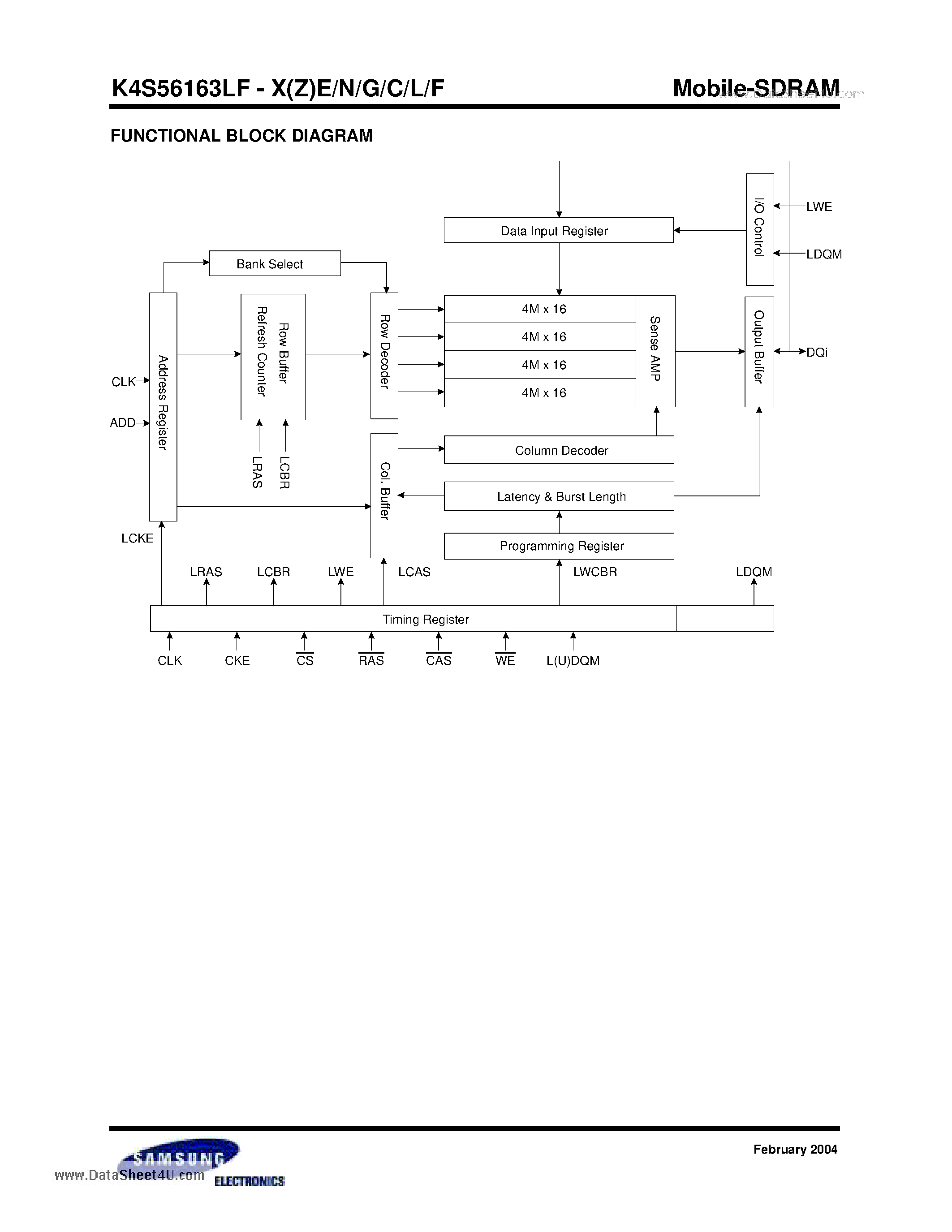 Даташит на микросхему K4S56163LF-XC страница 2 Даташит K4S56163LF-XC - 4M x 16Bit x 4 Banks Mobile SDRAM страница 2