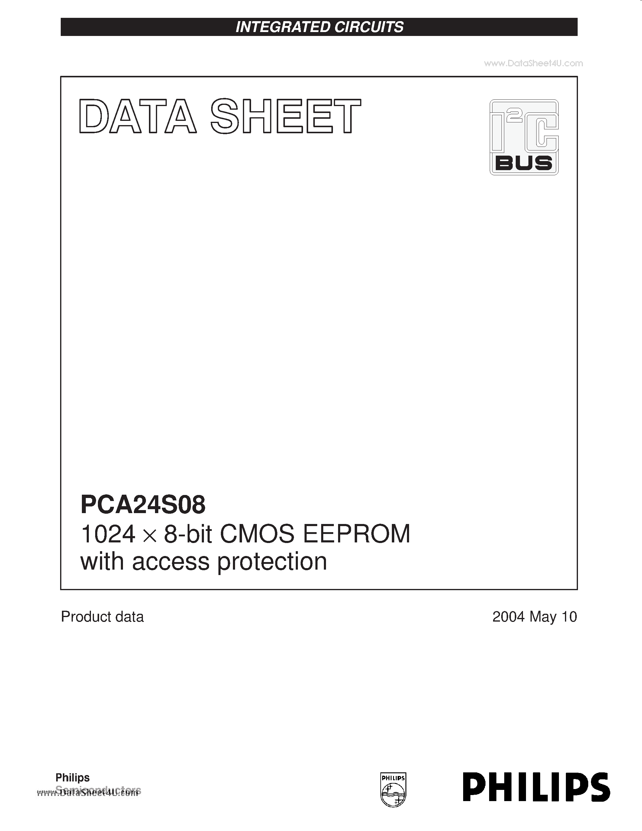 Datasheet PCA24S08 page 1 Datasheet PCA24S08 - 1024 x 8-bit CMOS EEPROM page 1