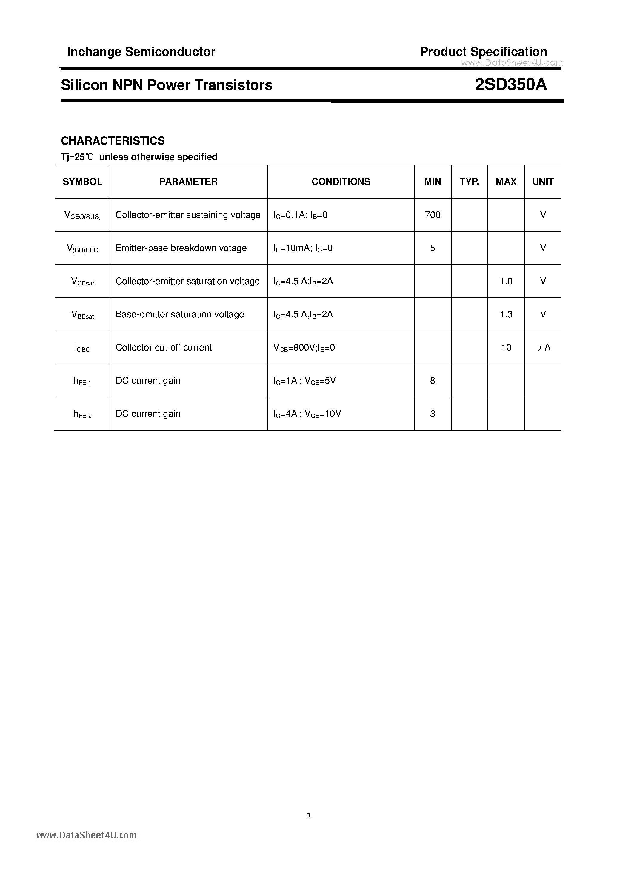 Даташит 2SD250A - Silicon NPN Power Transistors страница 2