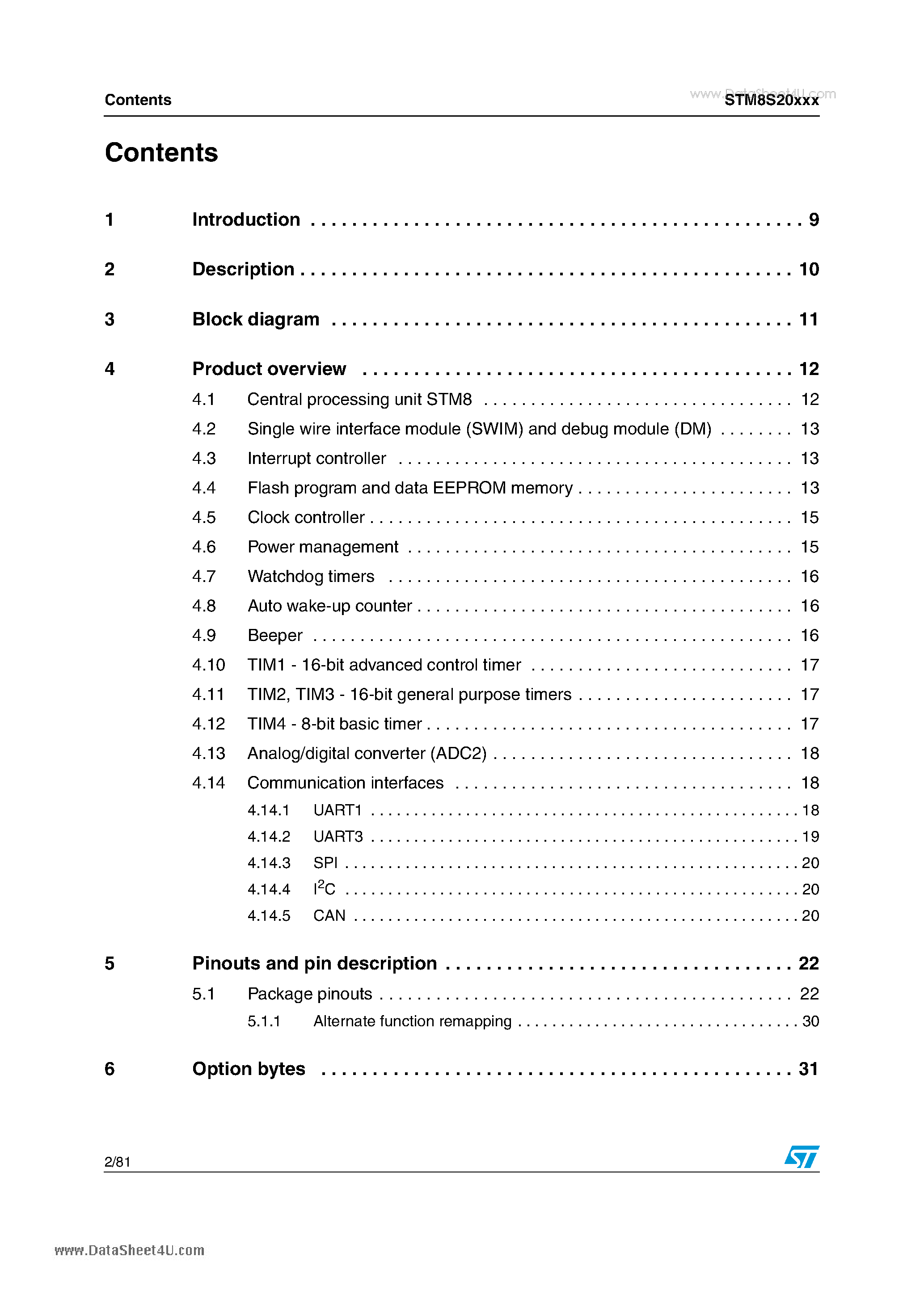 Datasheet STM8S207xx - 10-bit ADC page 2